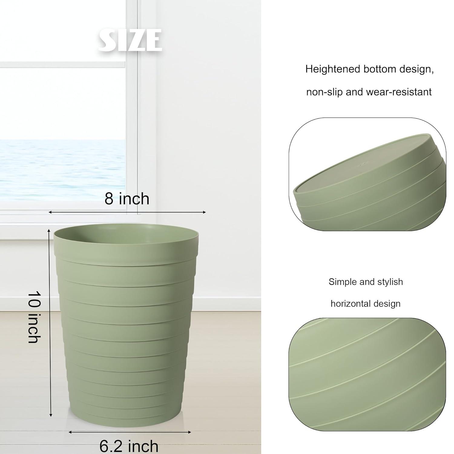 imageUUJOLY Small Bathroom Trash Can Wastebasket Plastic Garbage Bin Container Basket for Bathrooms Laundry Room Kitchens Offices Kids Rooms Dorms Black 18 GallonMint Green