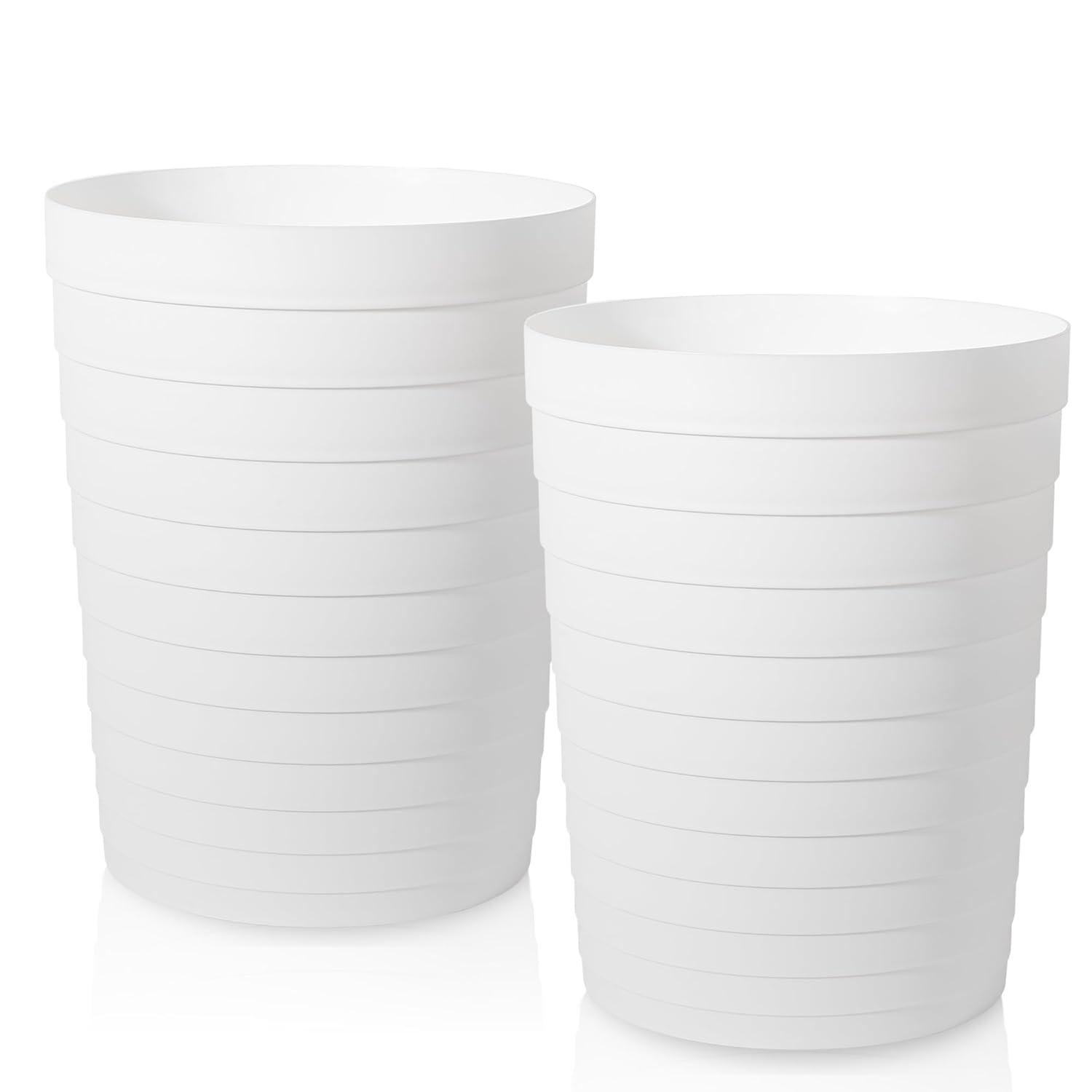 imageUUJOLY Small Bathroom Trash Can Wastebasket Plastic Garbage Bin Container Basket for Bathrooms Laundry Room Kitchens Offices Kids Rooms Dorms Black 18 GallonWhite