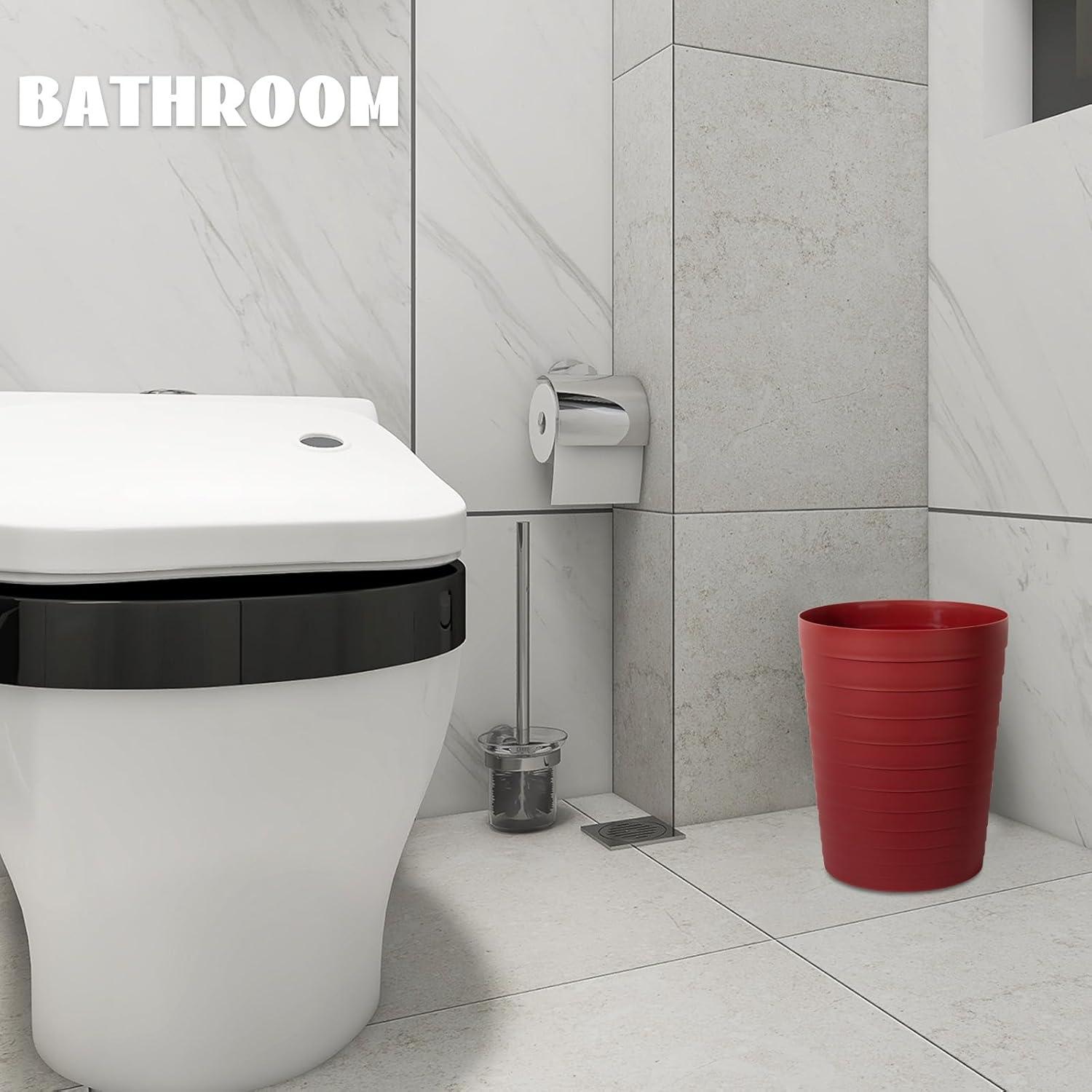 imageUUJOLY Small Bathroom Trash Can Wastebasket Plastic Garbage Bin Container Basket for Bathrooms Laundry Room Kitchens Offices Kids Rooms Dorms Black 18 GallonRed