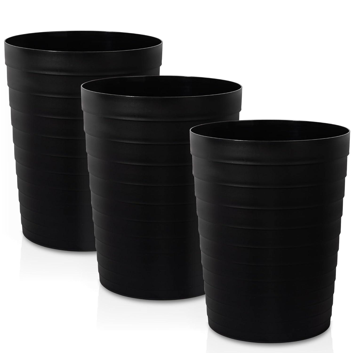 imageUUJOLY Small Bathroom Trash Can Wastebasket Plastic Garbage Bin Container Basket for Bathrooms Laundry Room Kitchens Offices Kids Rooms Dorms Black 18 GallonBlack