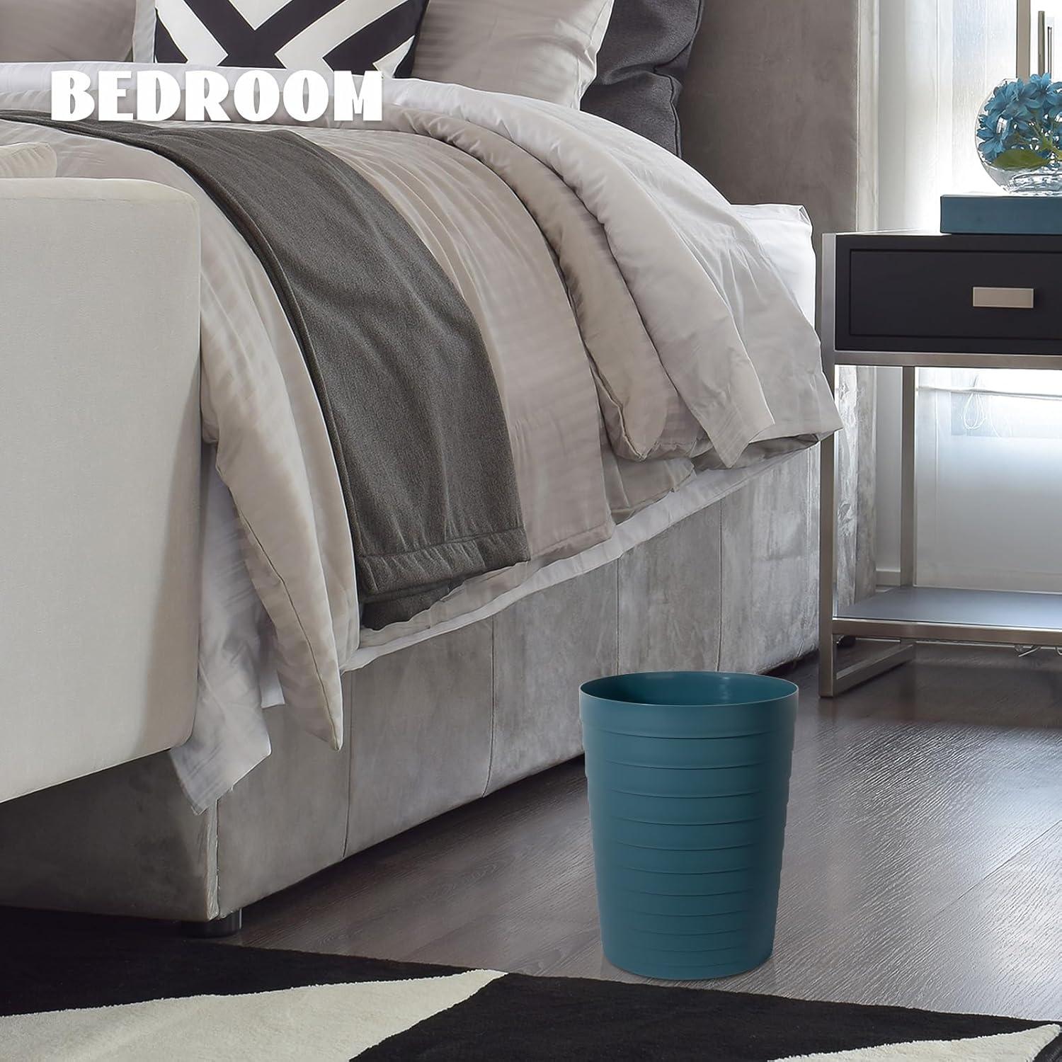 imageUUJOLY Small Bathroom Trash Can Wastebasket Plastic Garbage Bin Container Basket for Bathrooms Laundry Room Kitchens Offices Kids Rooms Dorms Black 18 GallonBluish Green