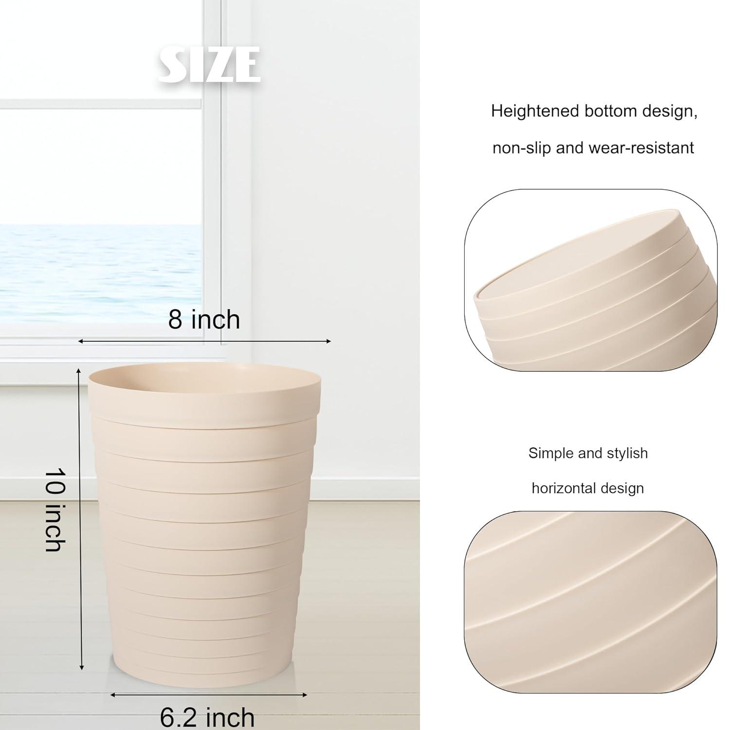 imageUUJOLY Small Bathroom Trash Can Wastebasket Plastic Garbage Bin Container Basket for Bathrooms Laundry Room Kitchens Offices Kids Rooms Dorms Black 18 GallonBeige