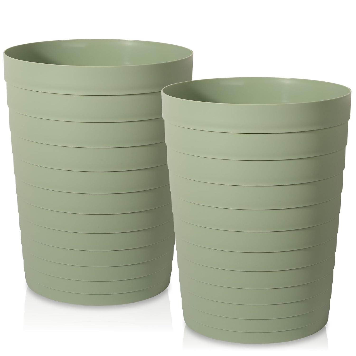 imageUUJOLY Small Bathroom Trash Can Wastebasket Plastic Garbage Bin Container Basket for Bathrooms Laundry Room Kitchens Offices Kids Rooms Dorms Black 18 GallonMint Green