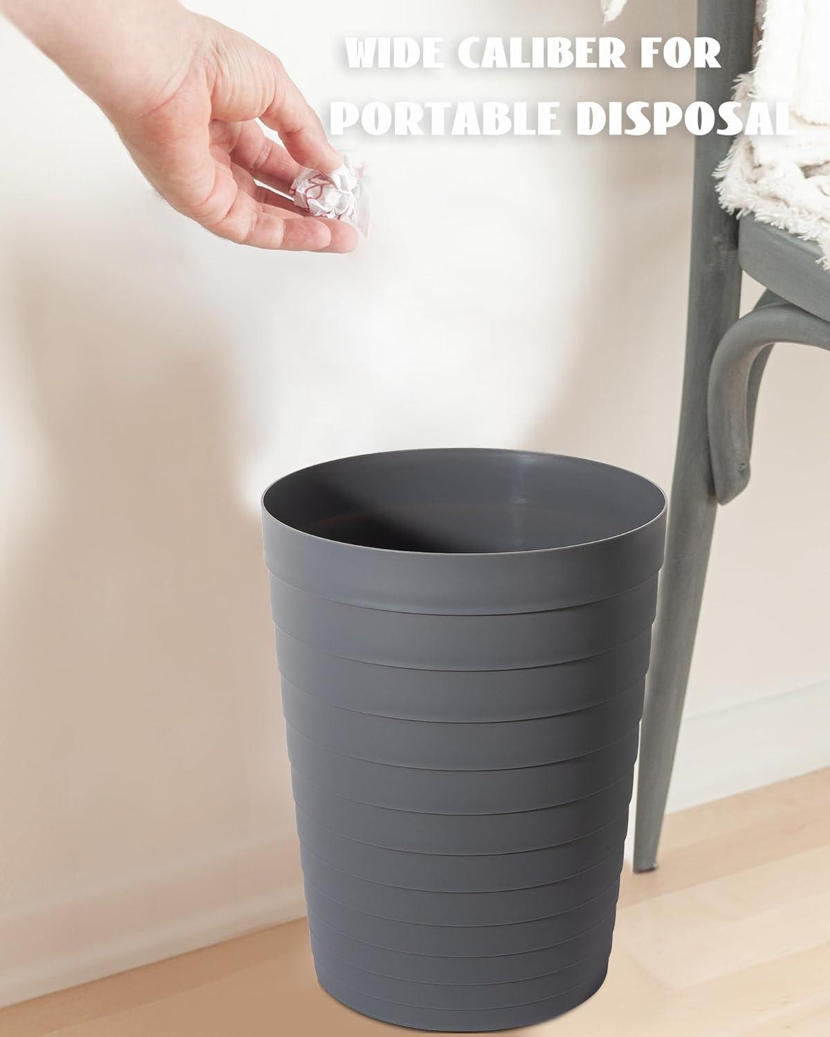imageUUJOLY Small Bathroom Trash Can Wastebasket Plastic Garbage Bin Container Basket for Bathrooms Laundry Room Kitchens Offices Kids Rooms Dorms Black 18 GallonDark Grey