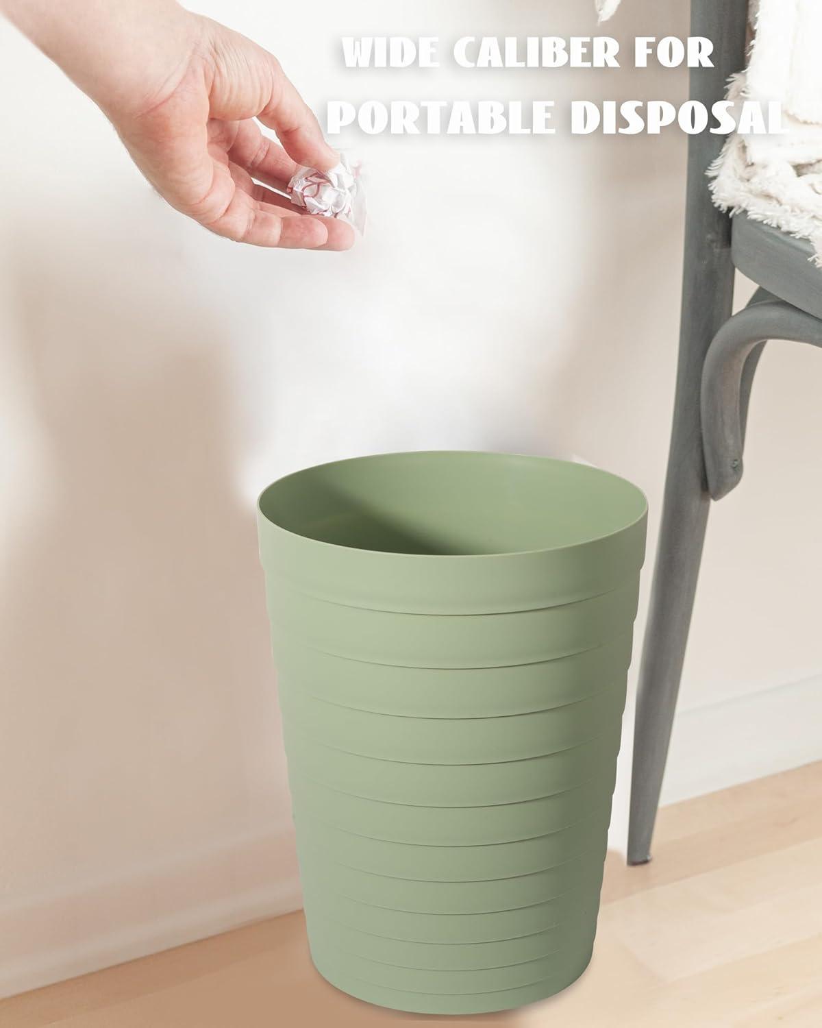 imageUUJOLY Small Bathroom Trash Can Wastebasket Plastic Garbage Bin Container Basket for Bathrooms Laundry Room Kitchens Offices Kids Rooms Dorms Black 18 GallonMint Green