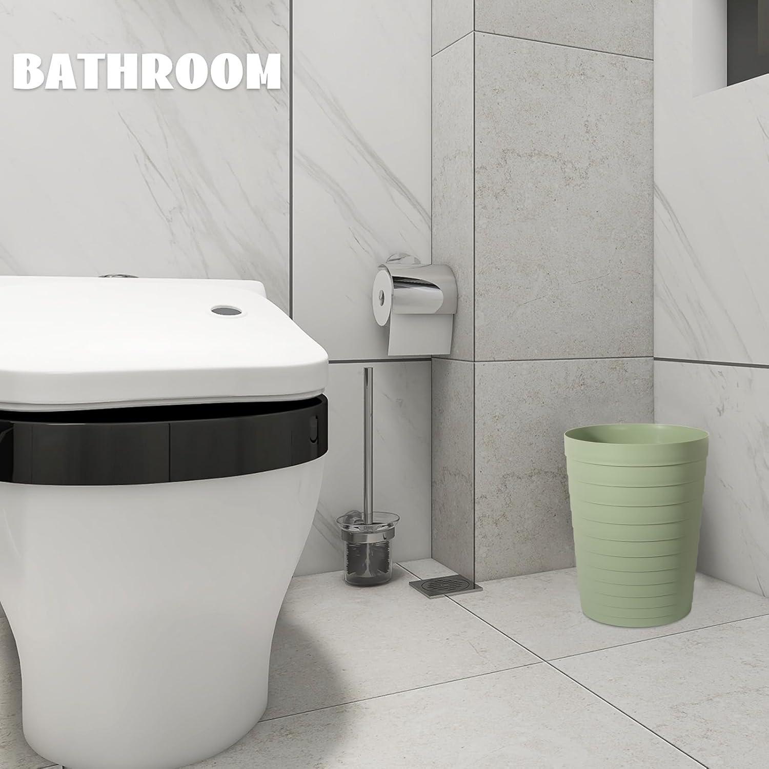 imageUUJOLY Small Bathroom Trash Can Wastebasket Plastic Garbage Bin Container Basket for Bathrooms Laundry Room Kitchens Offices Kids Rooms Dorms Black 18 GallonMint Green