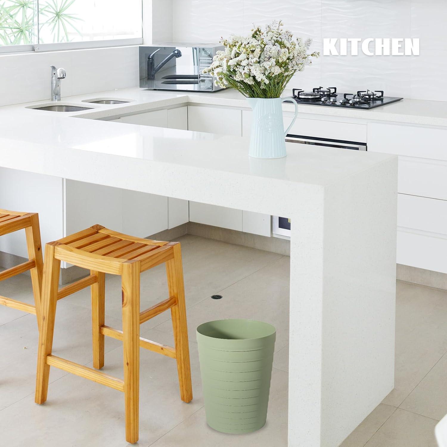 imageUUJOLY Small Bathroom Trash Can Wastebasket Plastic Garbage Bin Container Basket for Bathrooms Laundry Room Kitchens Offices Kids Rooms Dorms Black 18 GallonMint Green