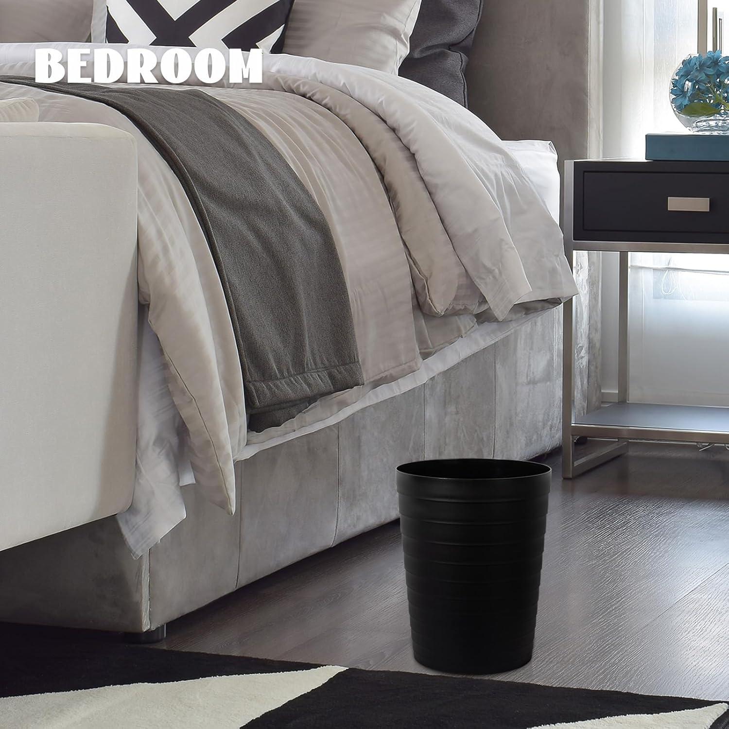 imageUUJOLY Small Bathroom Trash Can Wastebasket Plastic Garbage Bin Container Basket for Bathrooms Laundry Room Kitchens Offices Kids Rooms Dorms Black 18 GallonBlack