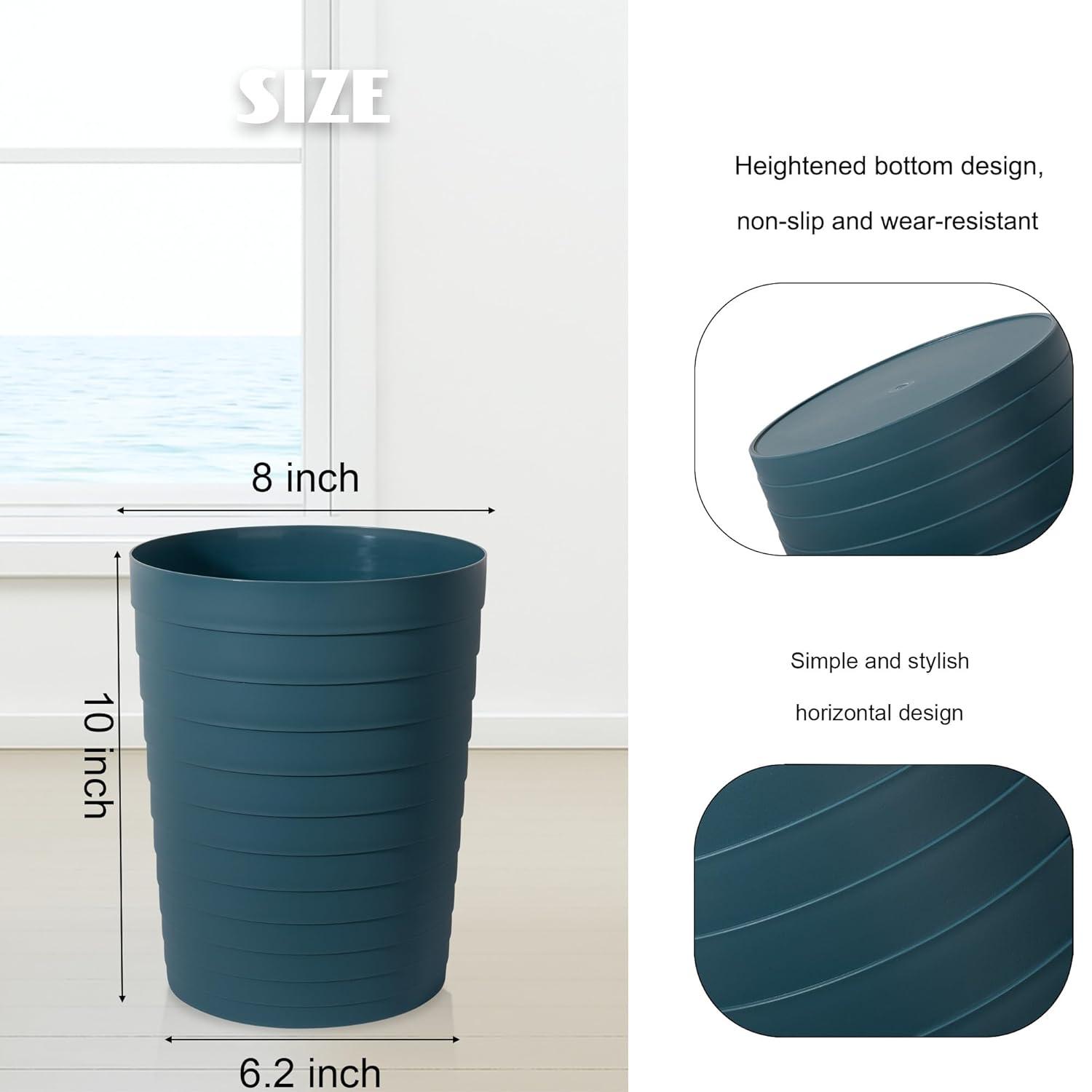 imageUUJOLY Small Bathroom Trash Can Wastebasket Plastic Garbage Bin Container Basket for Bathrooms Laundry Room Kitchens Offices Kids Rooms Dorms Black 18 GallonBluish Green