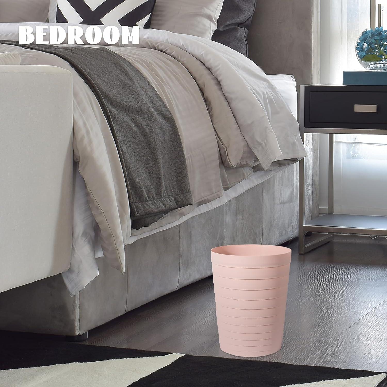 imageUUJOLY Small Bathroom Trash Can Wastebasket Plastic Garbage Bin Container Basket for Bathrooms Laundry Room Kitchens Offices Kids Rooms Dorms Black 18 GallonPink