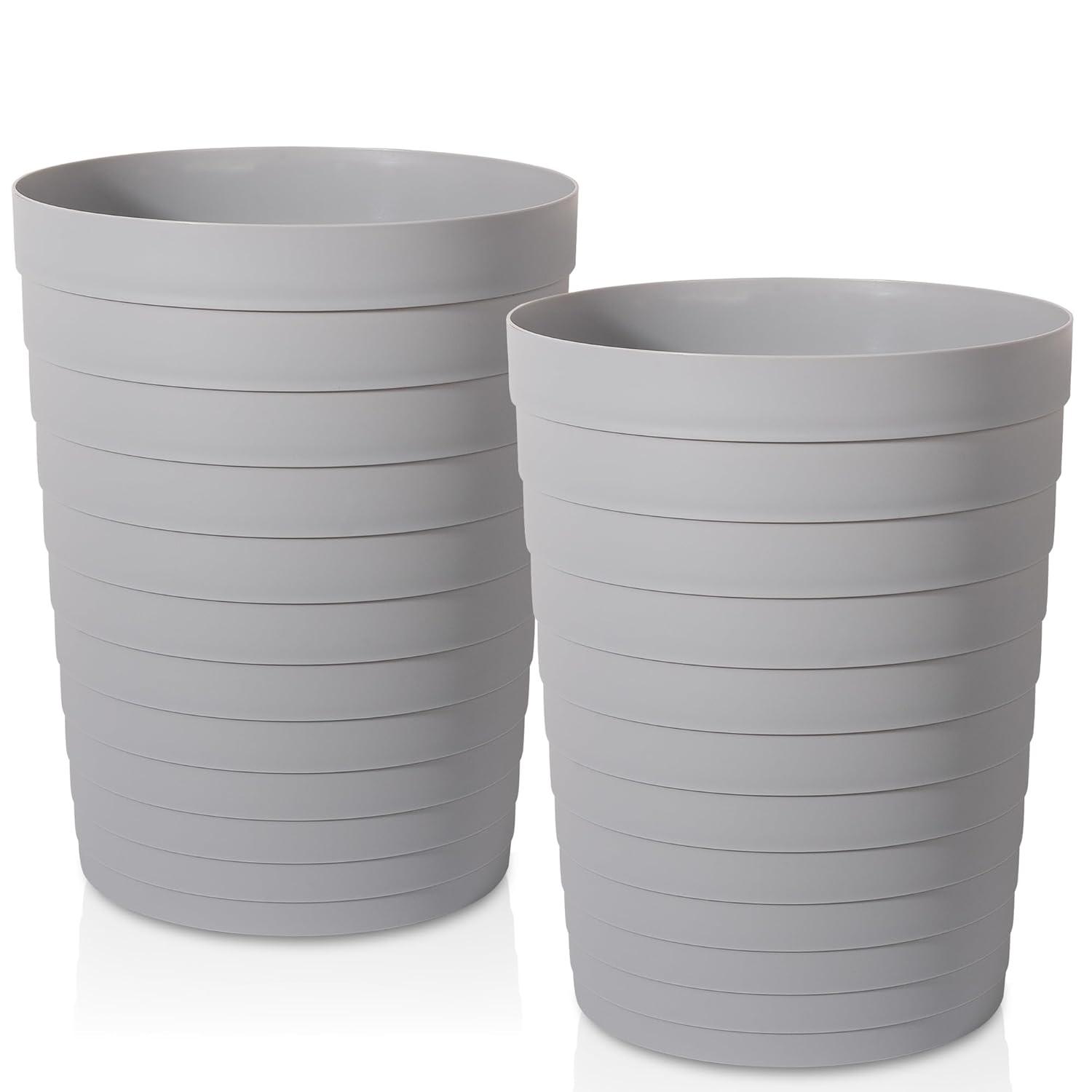 imageUUJOLY Small Bathroom Trash Can Wastebasket Plastic Garbage Bin Container Basket for Bathrooms Laundry Room Kitchens Offices Kids Rooms Dorms Black 18 GallonGrey