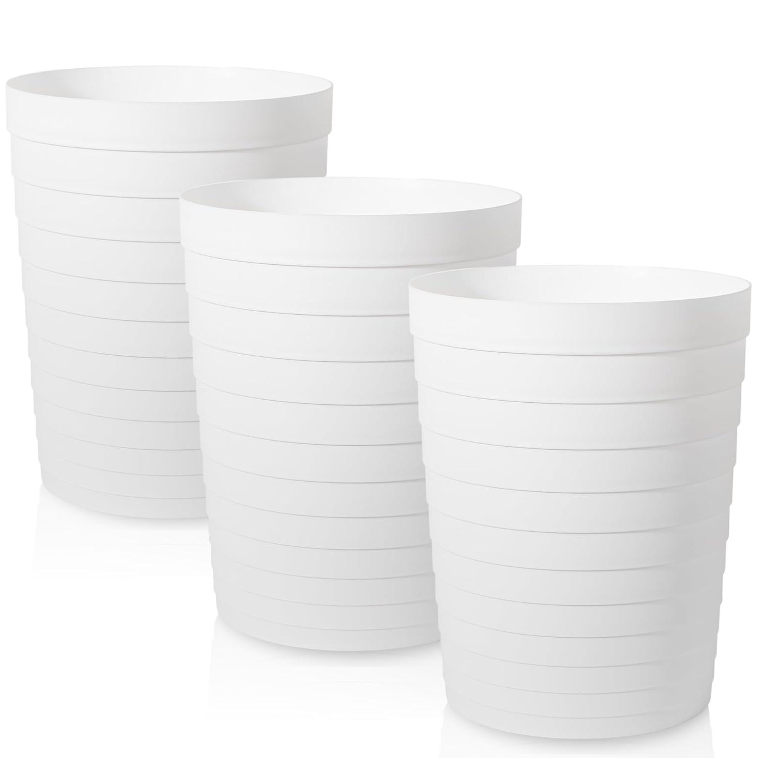 imageUUJOLY Small Bathroom Trash Can Wastebasket Plastic Garbage Bin Container Basket for Bathrooms Laundry Room Kitchens Offices Kids Rooms Dorms Black 18 GallonWhite