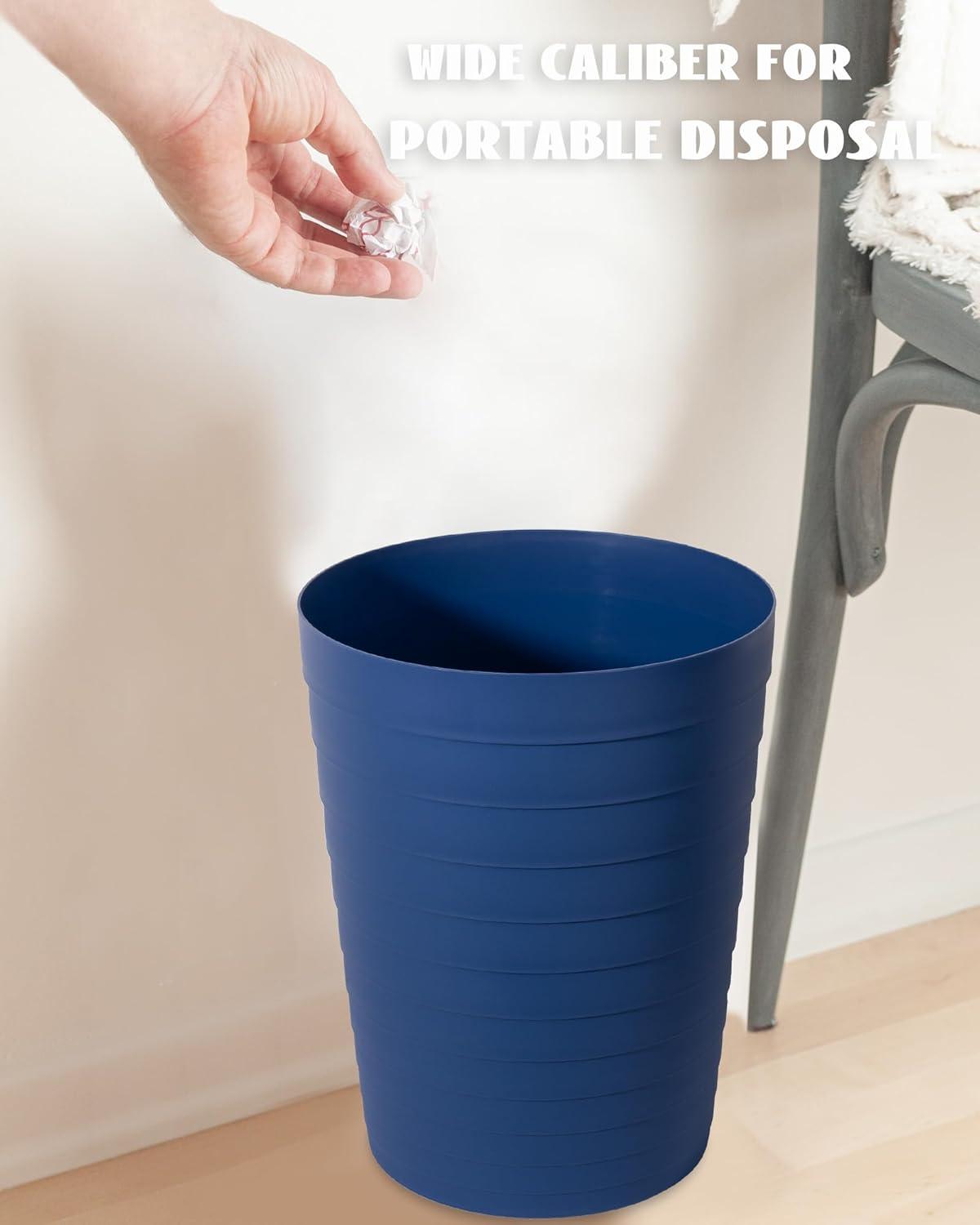 imageUUJOLY Small Bathroom Trash Can Wastebasket Plastic Garbage Bin Container Basket for Bathrooms Laundry Room Kitchens Offices Kids Rooms Dorms Black 18 GallonNavy Blue