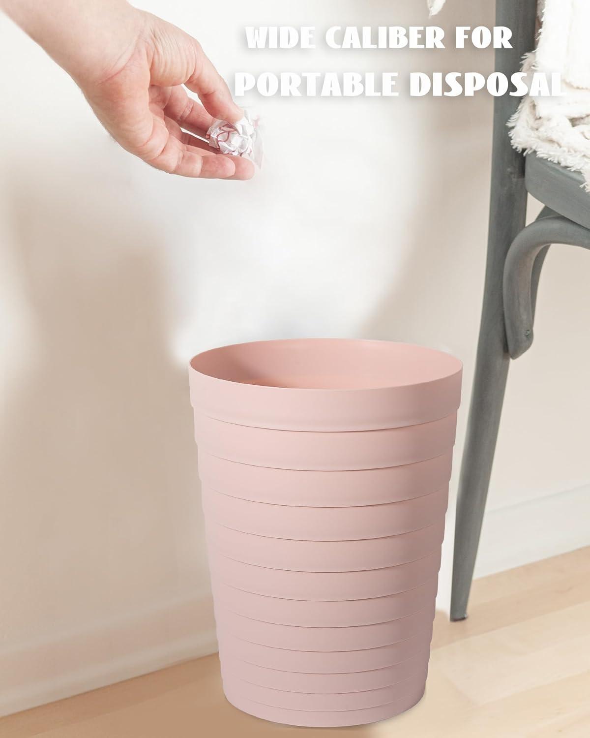 imageUUJOLY Small Bathroom Trash Can Wastebasket Plastic Garbage Bin Container Basket for Bathrooms Laundry Room Kitchens Offices Kids Rooms Dorms Black 18 GallonPink