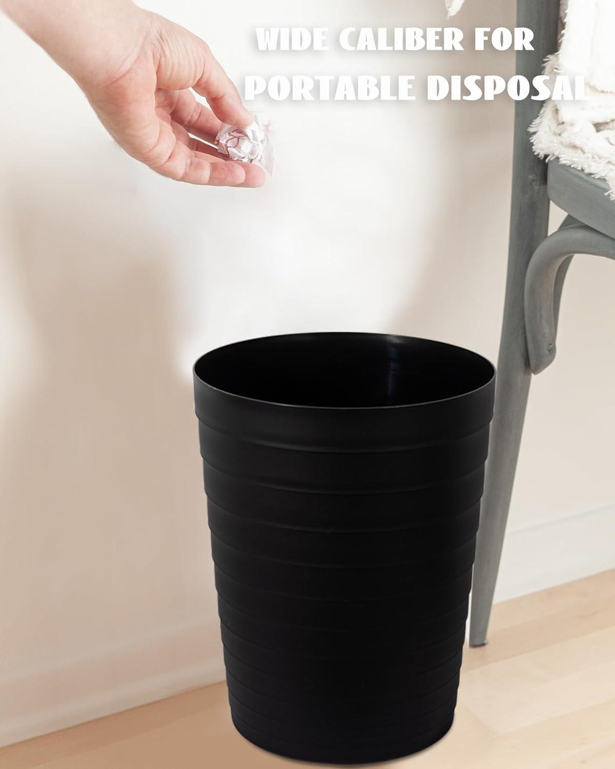 imageUUJOLY Small Bathroom Trash Can Wastebasket Plastic Garbage Bin Container Basket for Bathrooms Laundry Room Kitchens Offices Kids Rooms Dorms Black 18 GallonBlack