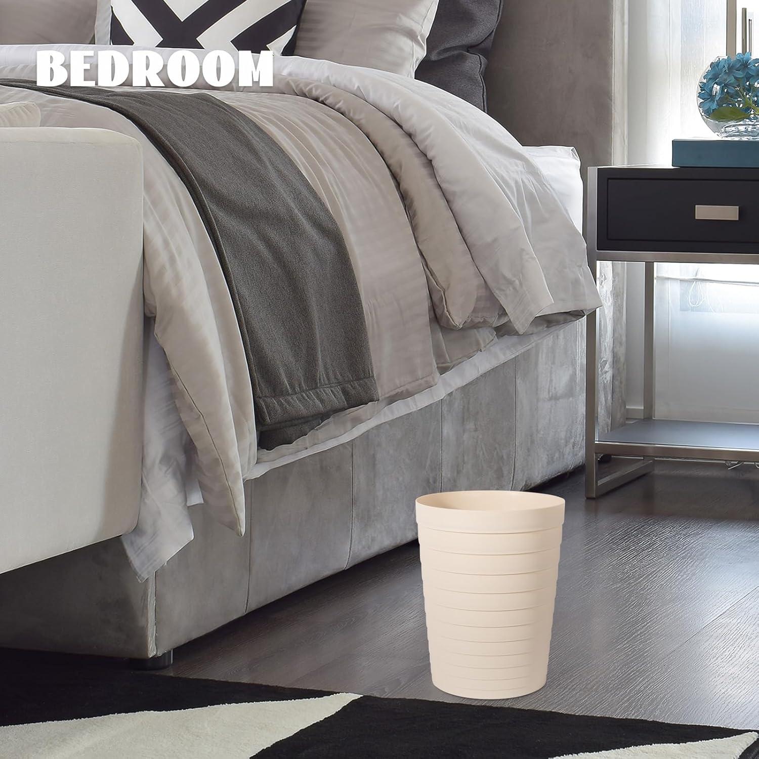 imageUUJOLY Small Bathroom Trash Can Wastebasket Plastic Garbage Bin Container Basket for Bathrooms Laundry Room Kitchens Offices Kids Rooms Dorms Black 18 GallonBeige