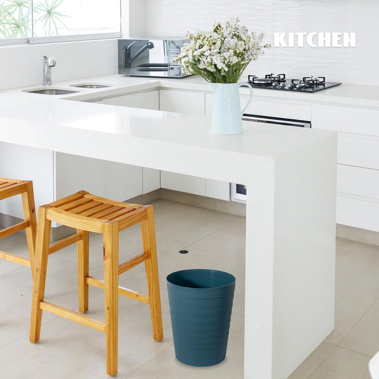 imageUUJOLY Small Bathroom Trash Can Wastebasket Plastic Garbage Bin Container Basket for Bathrooms Laundry Room Kitchens Offices Kids Rooms Dorms Black 18 GallonBluish Green