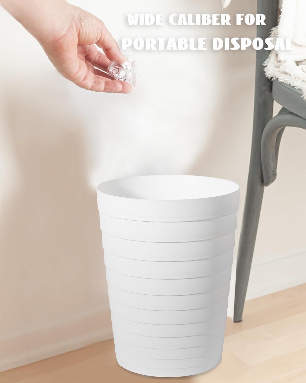 imageUUJOLY Small Bathroom Trash Can Wastebasket Plastic Garbage Bin Container Basket for Bathrooms Laundry Room Kitchens Offices Kids Rooms Dorms Black 18 GallonWhite