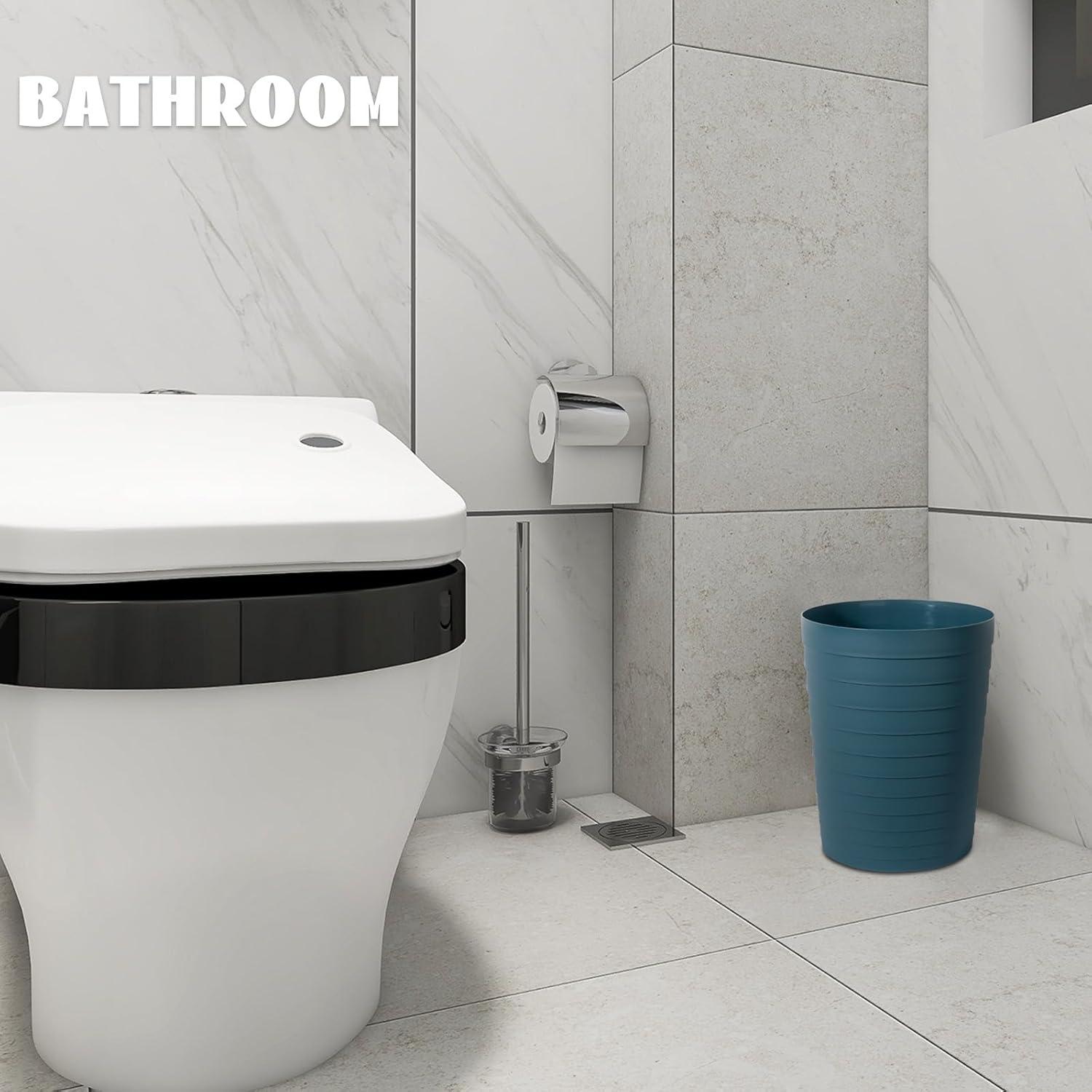 imageUUJOLY Small Bathroom Trash Can Wastebasket Plastic Garbage Bin Container Basket for Bathrooms Laundry Room Kitchens Offices Kids Rooms Dorms Black 18 GallonBluish Green