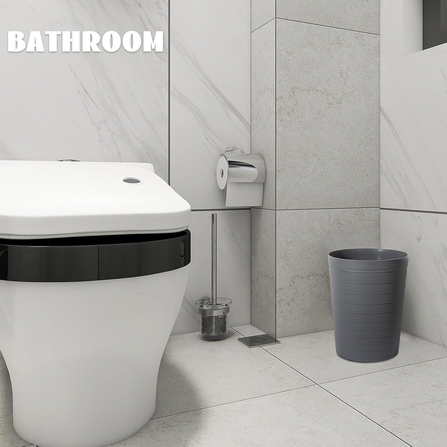 imageUUJOLY Small Bathroom Trash Can Wastebasket Plastic Garbage Bin Container Basket for Bathrooms Laundry Room Kitchens Offices Kids Rooms Dorms Black 18 GallonDark Grey