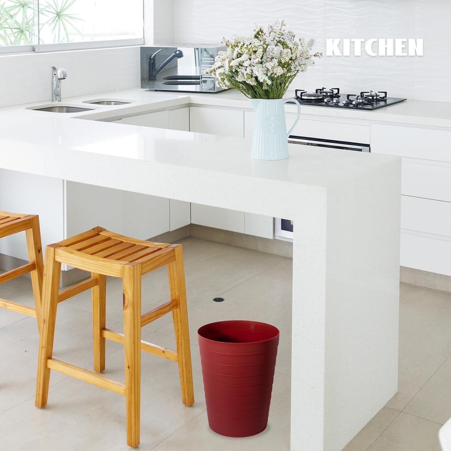 imageUUJOLY Small Bathroom Trash Can Wastebasket Plastic Garbage Bin Container Basket for Bathrooms Laundry Room Kitchens Offices Kids Rooms Dorms Black 18 GallonRed