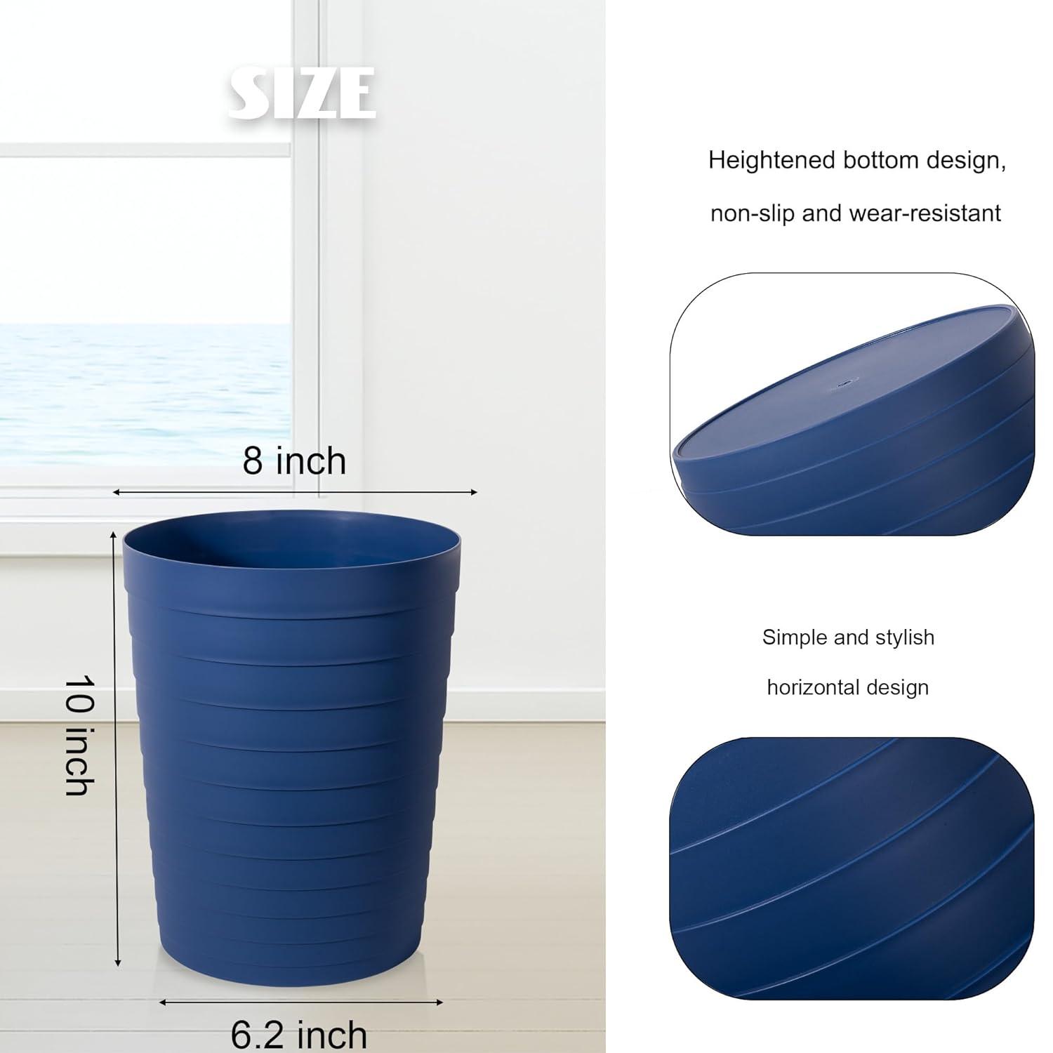 imageUUJOLY Small Bathroom Trash Can Wastebasket Plastic Garbage Bin Container Basket for Bathrooms Laundry Room Kitchens Offices Kids Rooms Dorms Black 18 GallonNavy Blue