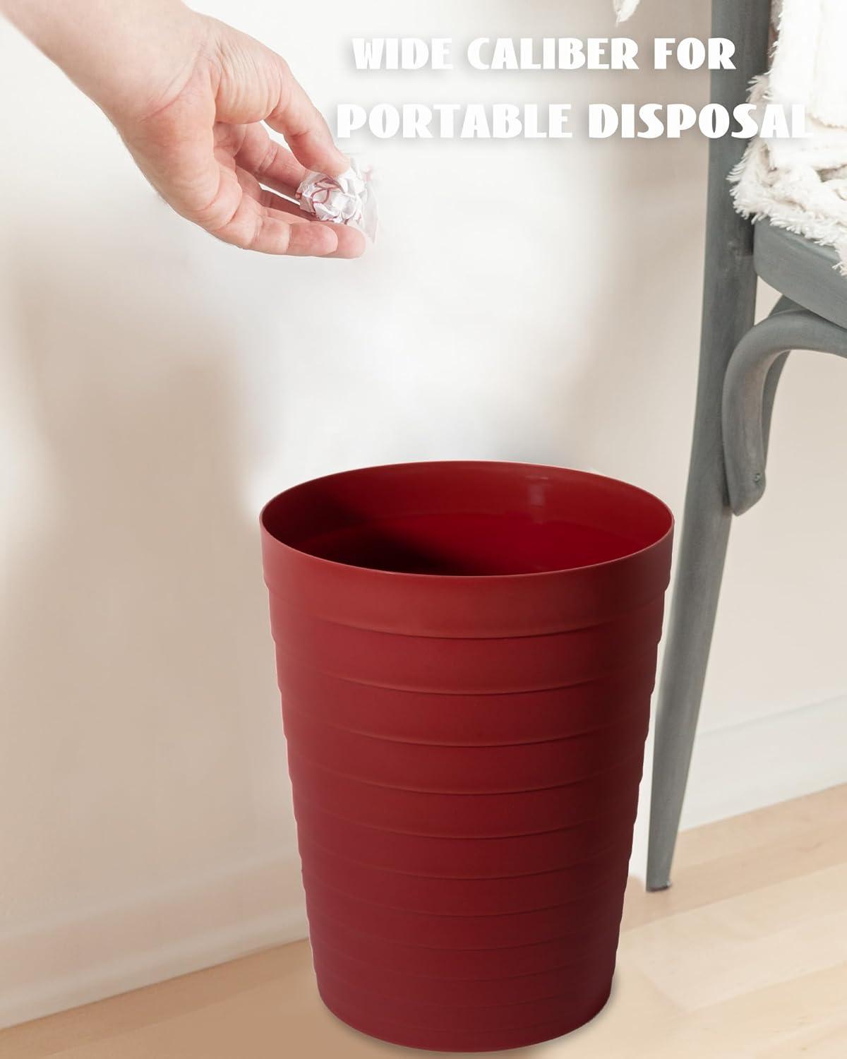 imageUUJOLY Small Bathroom Trash Can Wastebasket Plastic Garbage Bin Container Basket for Bathrooms Laundry Room Kitchens Offices Kids Rooms Dorms Black 18 GallonRed