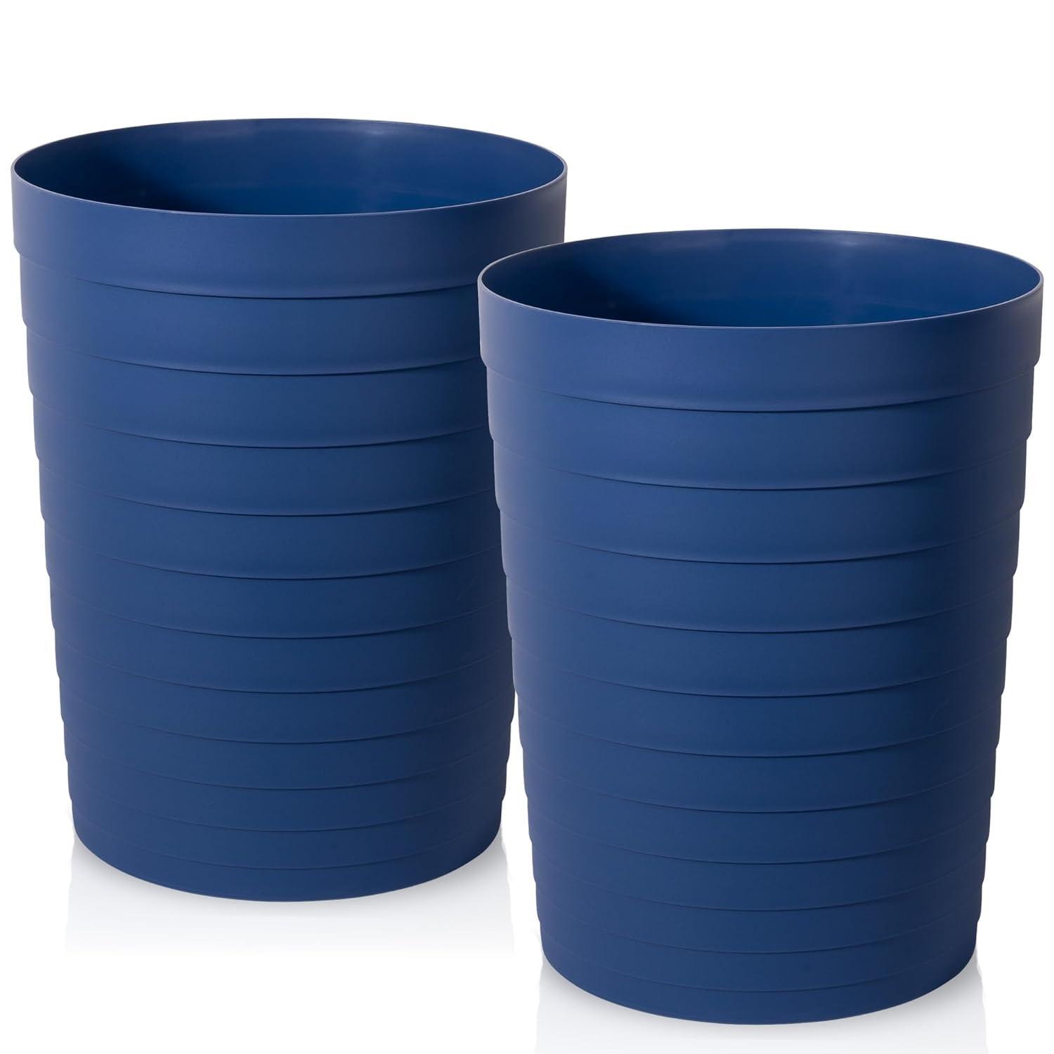 imageUUJOLY Small Bathroom Trash Can Wastebasket Plastic Garbage Bin Container Basket for Bathrooms Laundry Room Kitchens Offices Kids Rooms Dorms Black 18 GallonNavy Blue