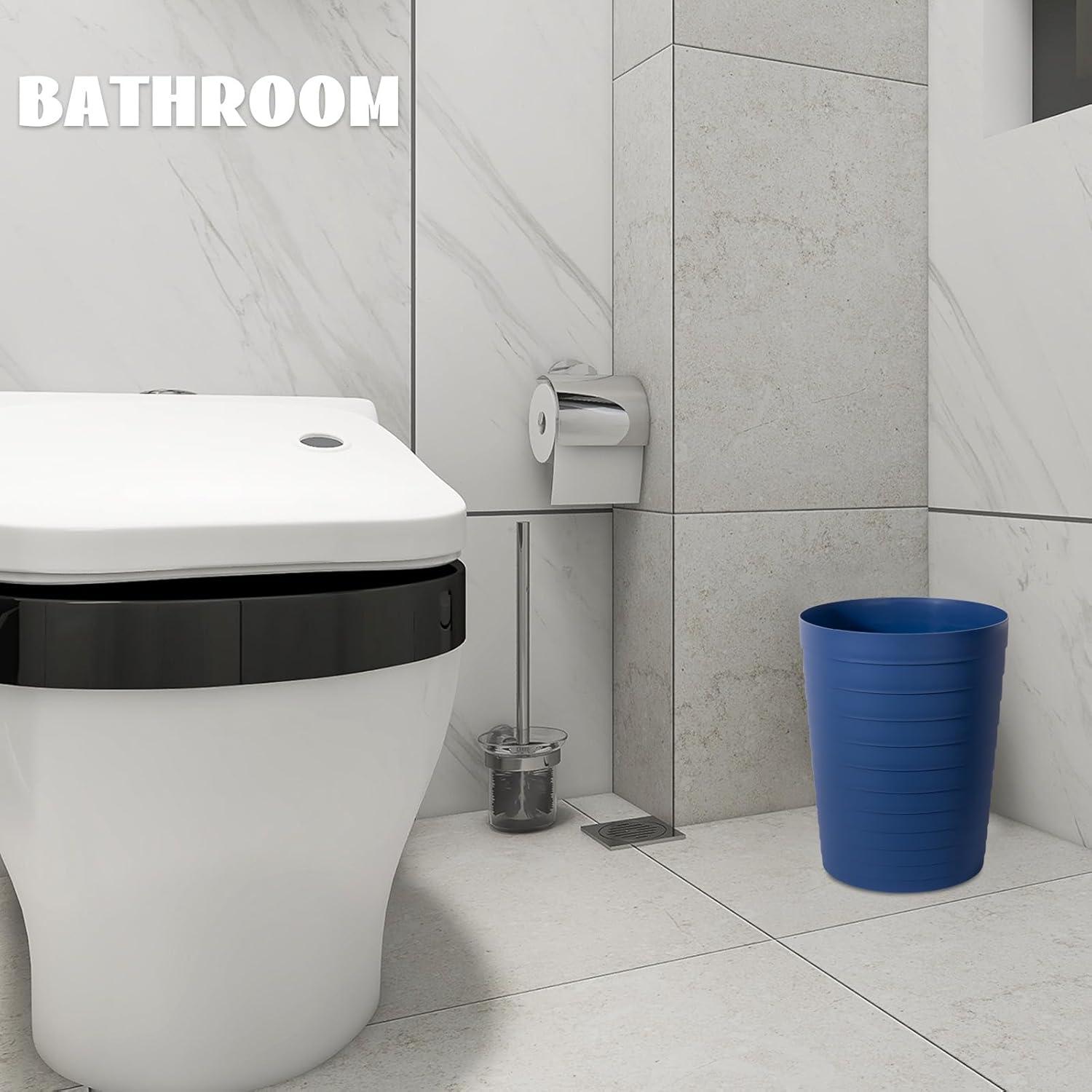 imageUUJOLY Small Bathroom Trash Can Wastebasket Plastic Garbage Bin Container Basket for Bathrooms Laundry Room Kitchens Offices Kids Rooms Dorms Black 18 GallonNavy Blue