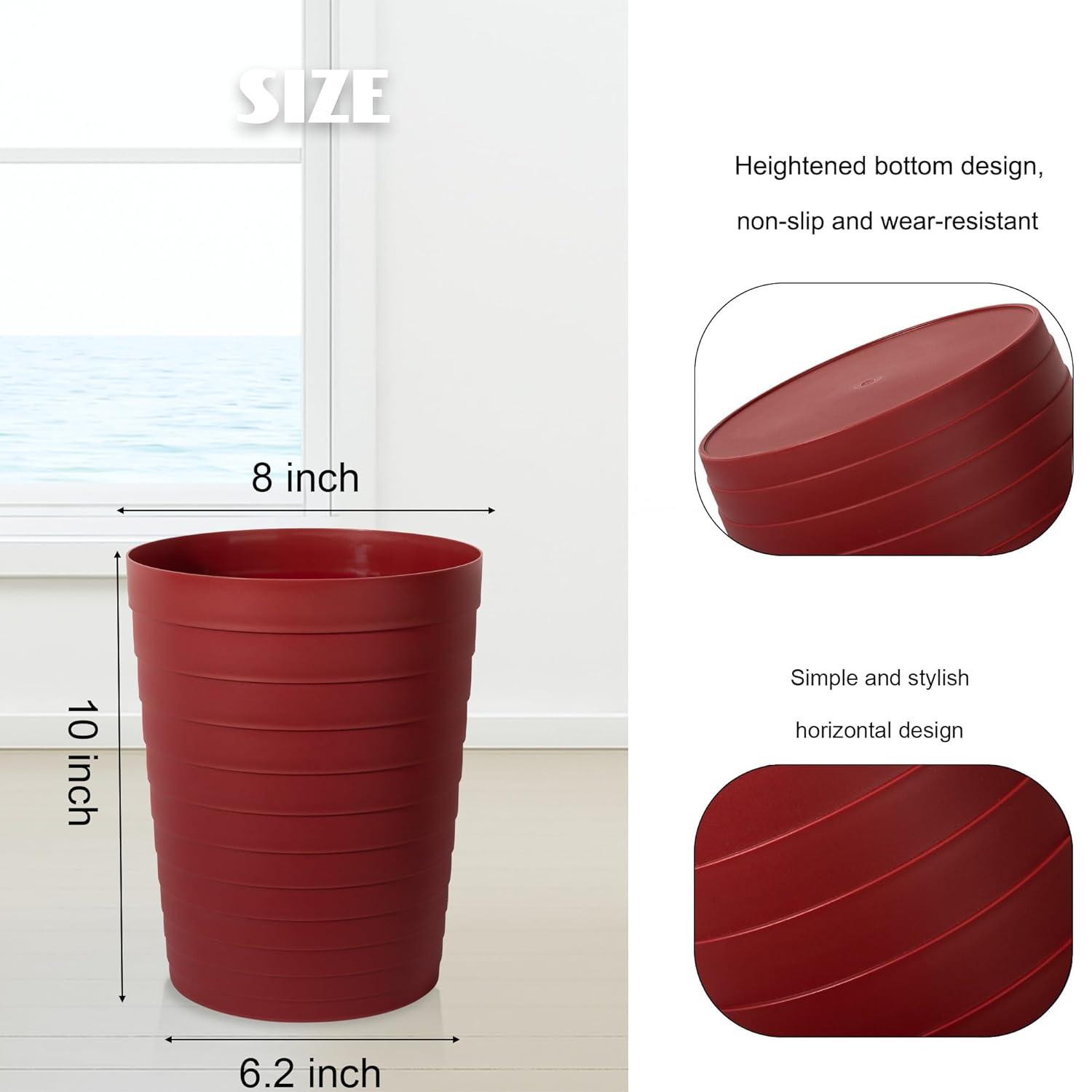 imageUUJOLY Small Bathroom Trash Can Wastebasket Plastic Garbage Bin Container Basket for Bathrooms Laundry Room Kitchens Offices Kids Rooms Dorms Black 18 GallonRed
