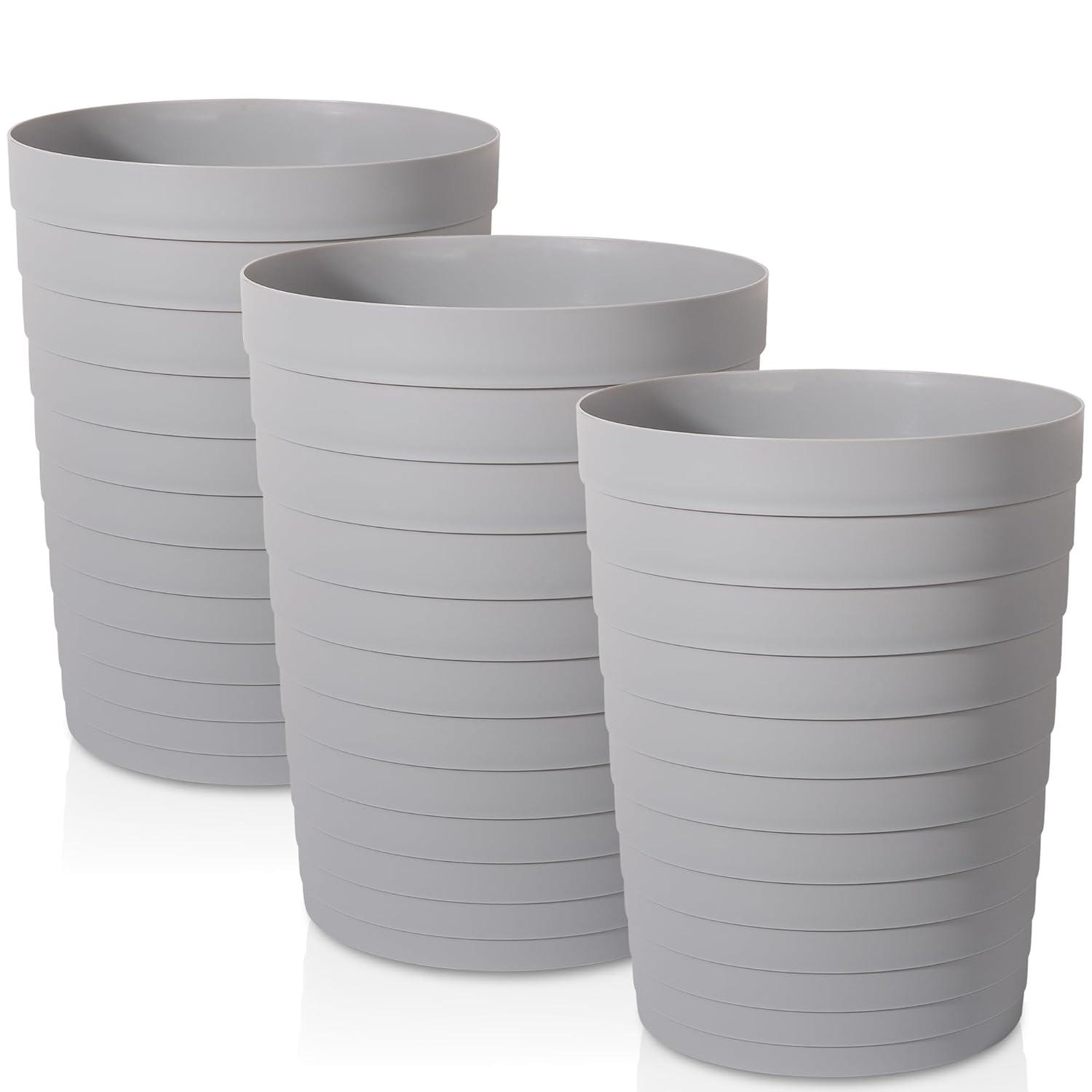 imageUUJOLY Small Bathroom Trash Can Wastebasket Plastic Garbage Bin Container Basket for Bathrooms Laundry Room Kitchens Offices Kids Rooms Dorms Black 18 GallonGrey