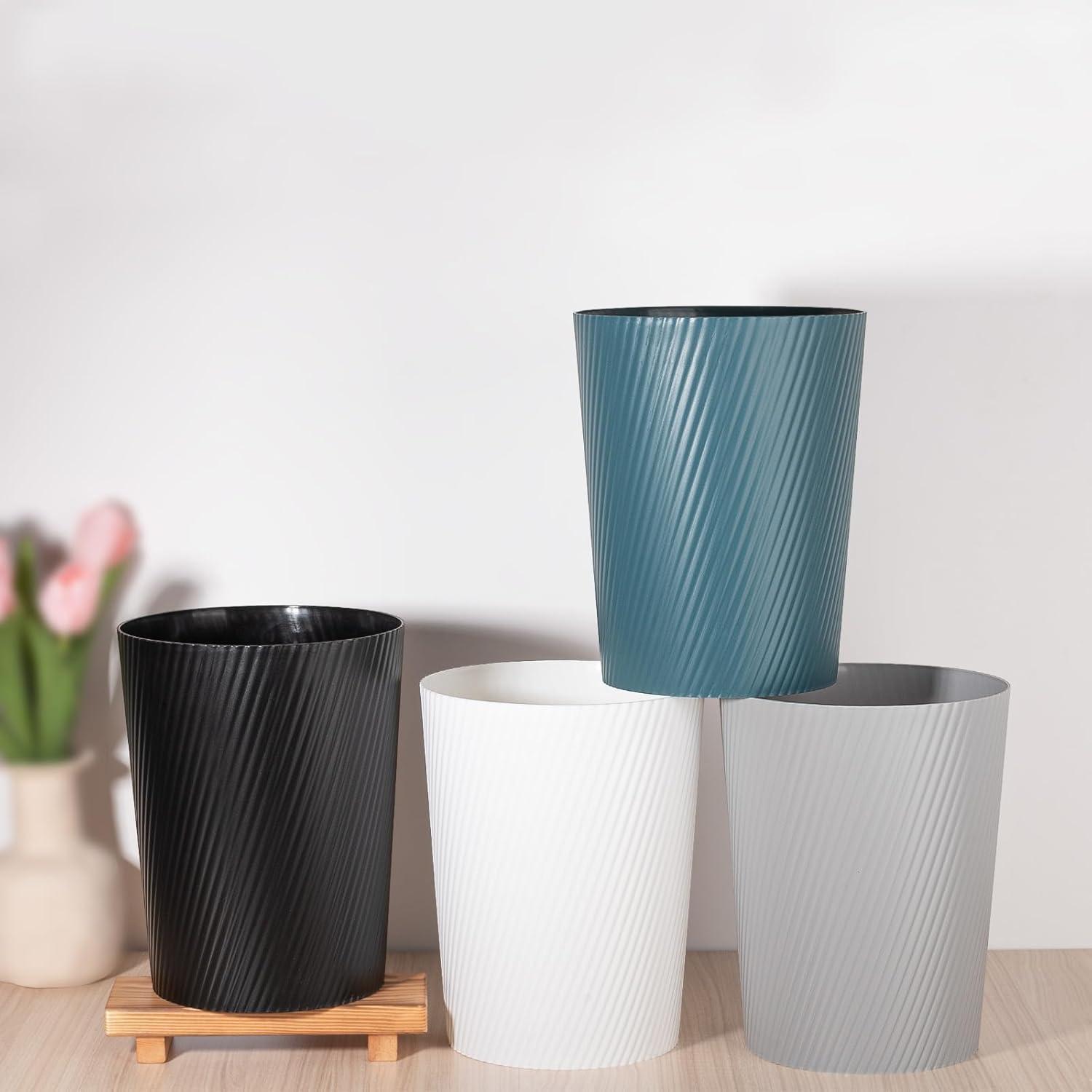 imageUUJOLY Small Trash Can Wastebasket Garbage Can Container Bins for Bathrooms Laundry Room Kitchens Offices Kids Rooms Dorms WhiteBlack