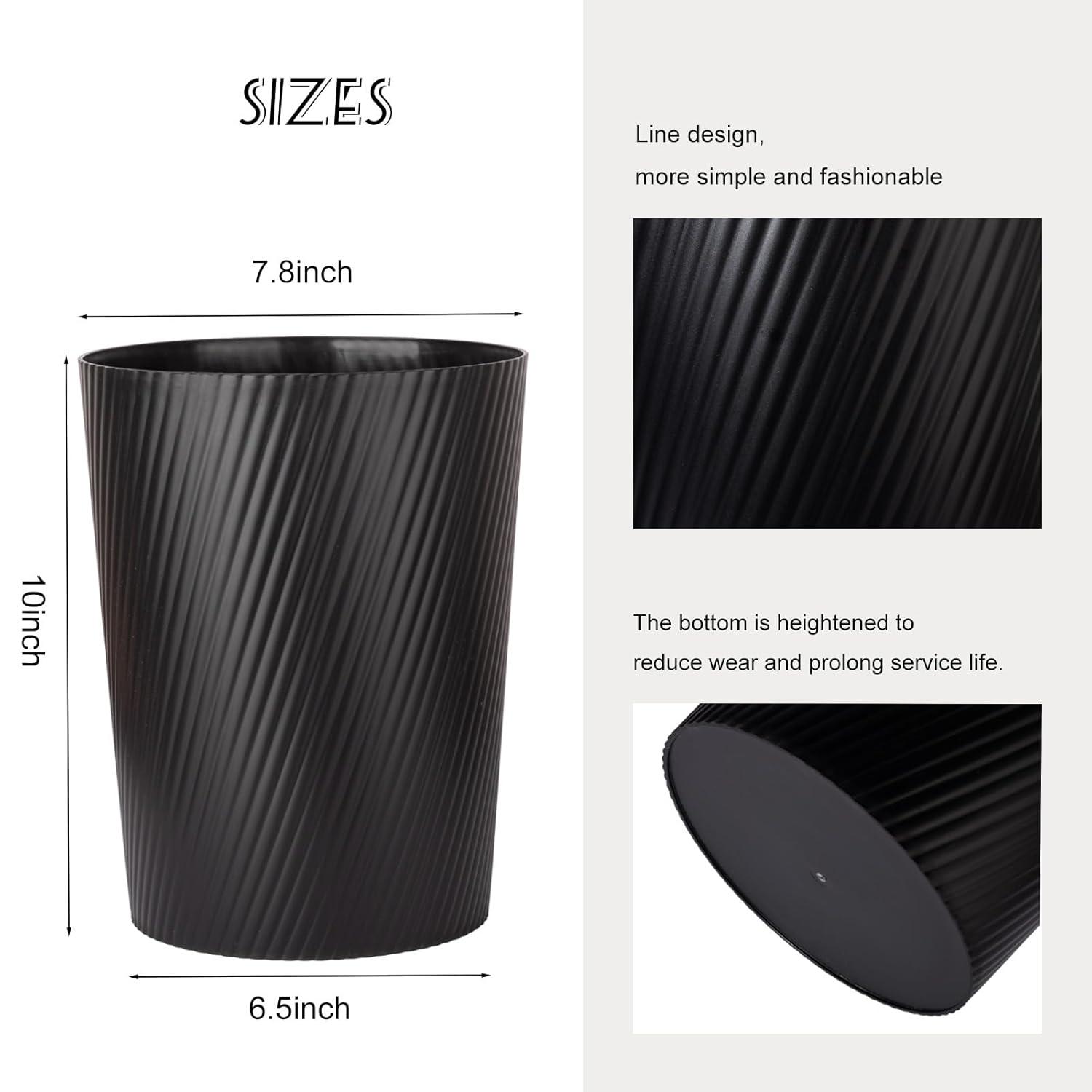 imageUUJOLY Small Trash Can Wastebasket Garbage Can Container Bins for Bathrooms Laundry Room Kitchens Offices Kids Rooms Dorms WhiteBlack