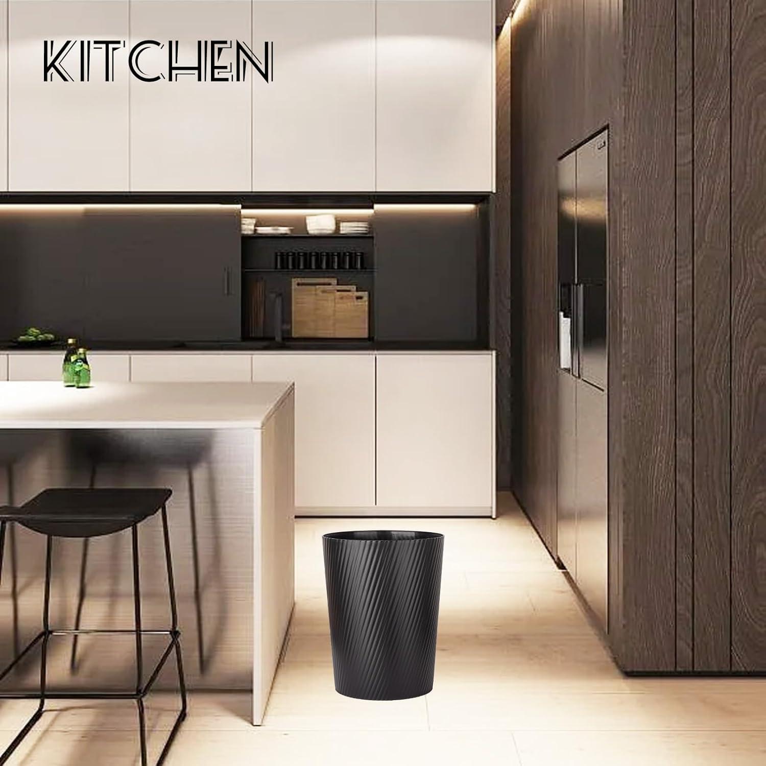 imageUUJOLY Small Trash Can Wastebasket Garbage Can Container Bins for Bathrooms Laundry Room Kitchens Offices Kids Rooms Dorms WhiteBlack