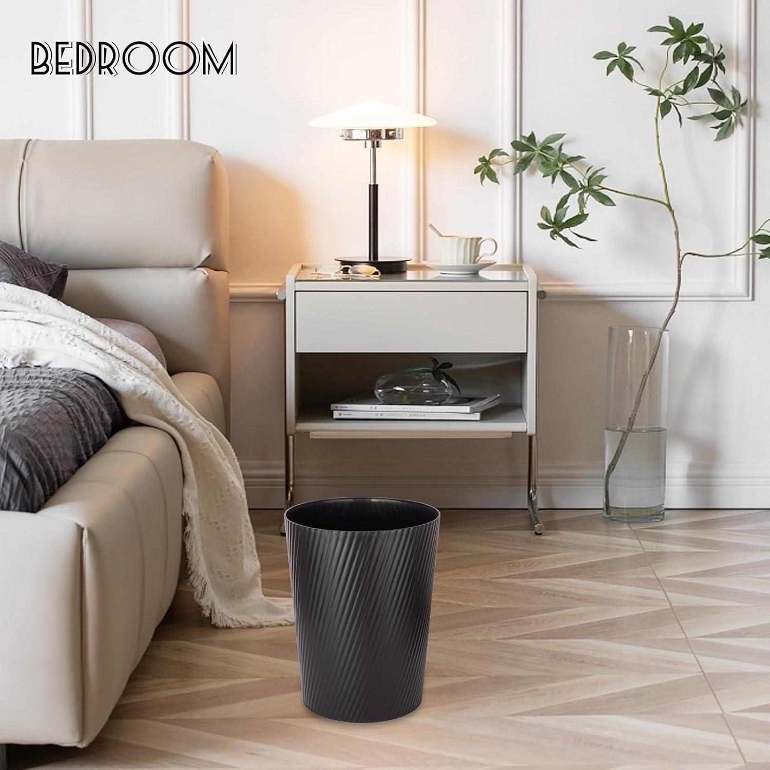 imageUUJOLY Small Trash Can Wastebasket Garbage Can Container Bins for Bathrooms Laundry Room Kitchens Offices Kids Rooms Dorms WhiteBlack