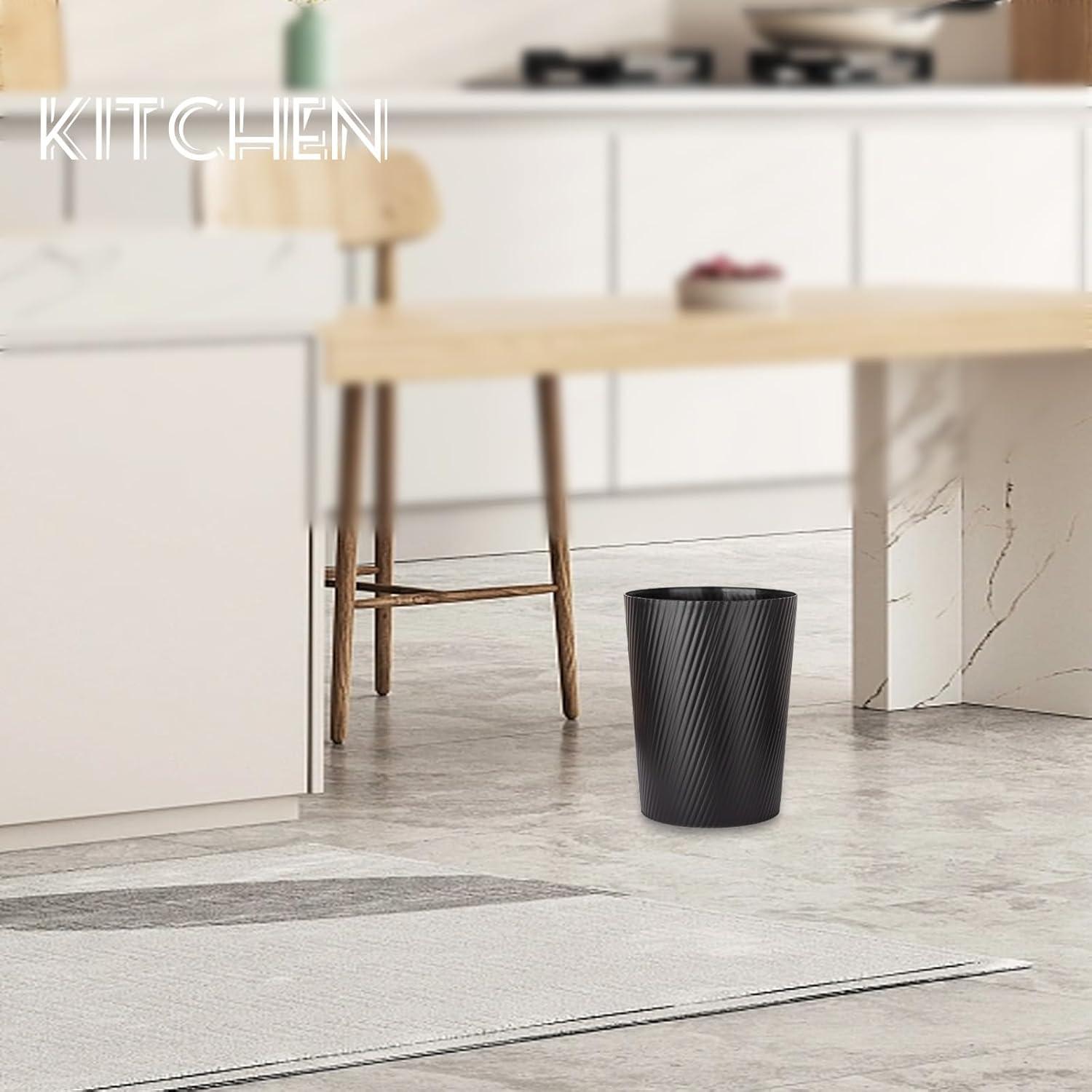 imageUUJOLY Small Trash Can Wastebasket Garbage Can Container Bins for Bathrooms Laundry Room Kitchens Offices Kids Rooms Dorms WhiteBlack