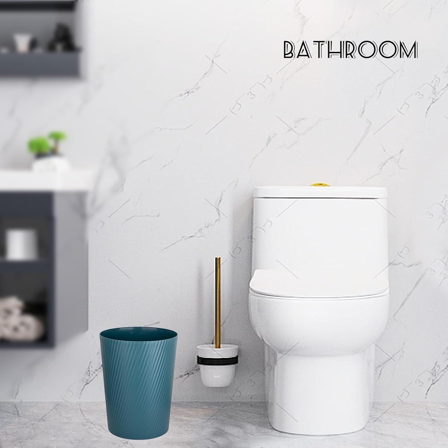 imageUUJOLY Small Trash Can Wastebasket Garbage Can Container Bins for Bathrooms Laundry Room Kitchens Offices Kids Rooms Dorms WhiteBluish Green