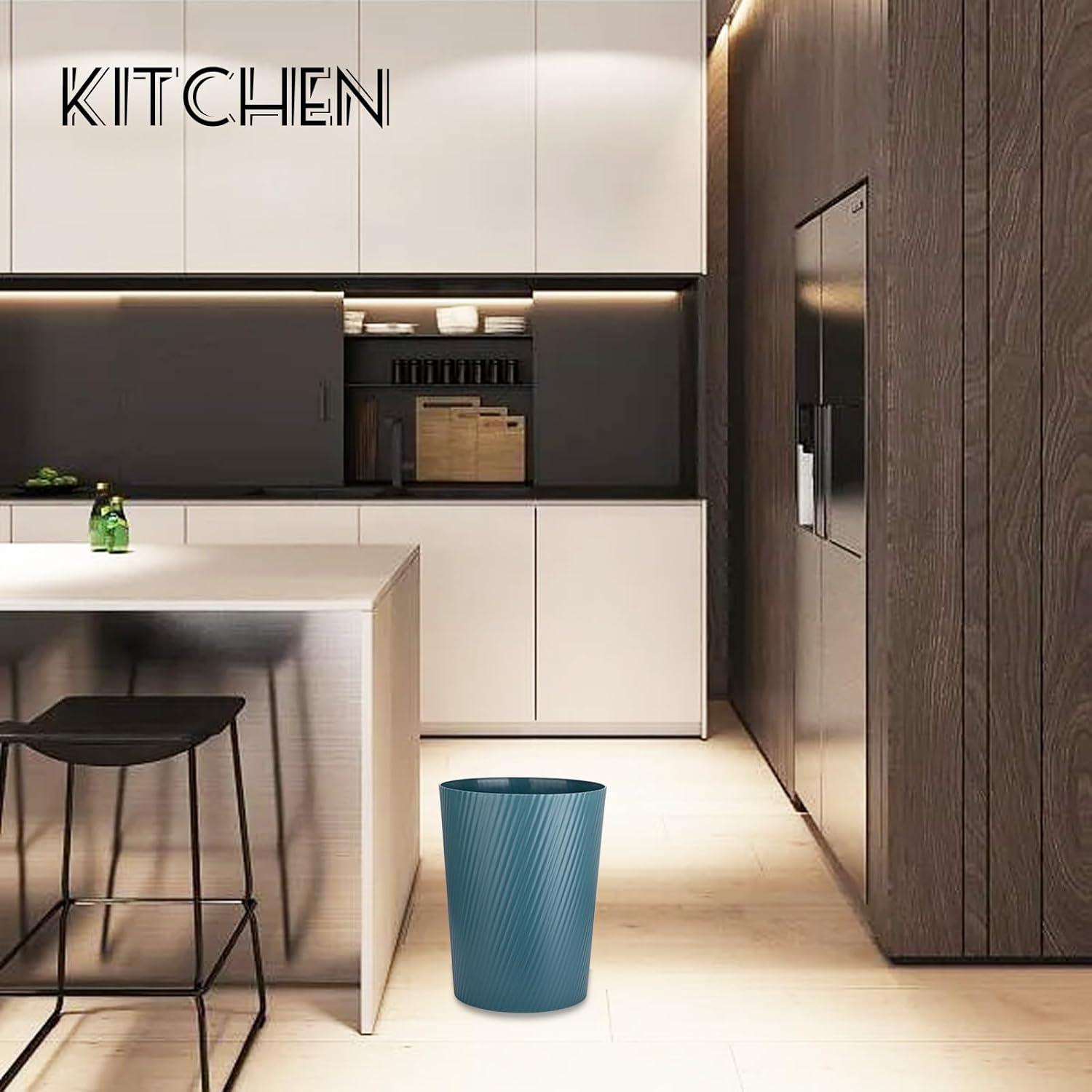 imageUUJOLY Small Trash Can Wastebasket Garbage Can Container Bins for Bathrooms Laundry Room Kitchens Offices Kids Rooms Dorms WhiteBluish Green