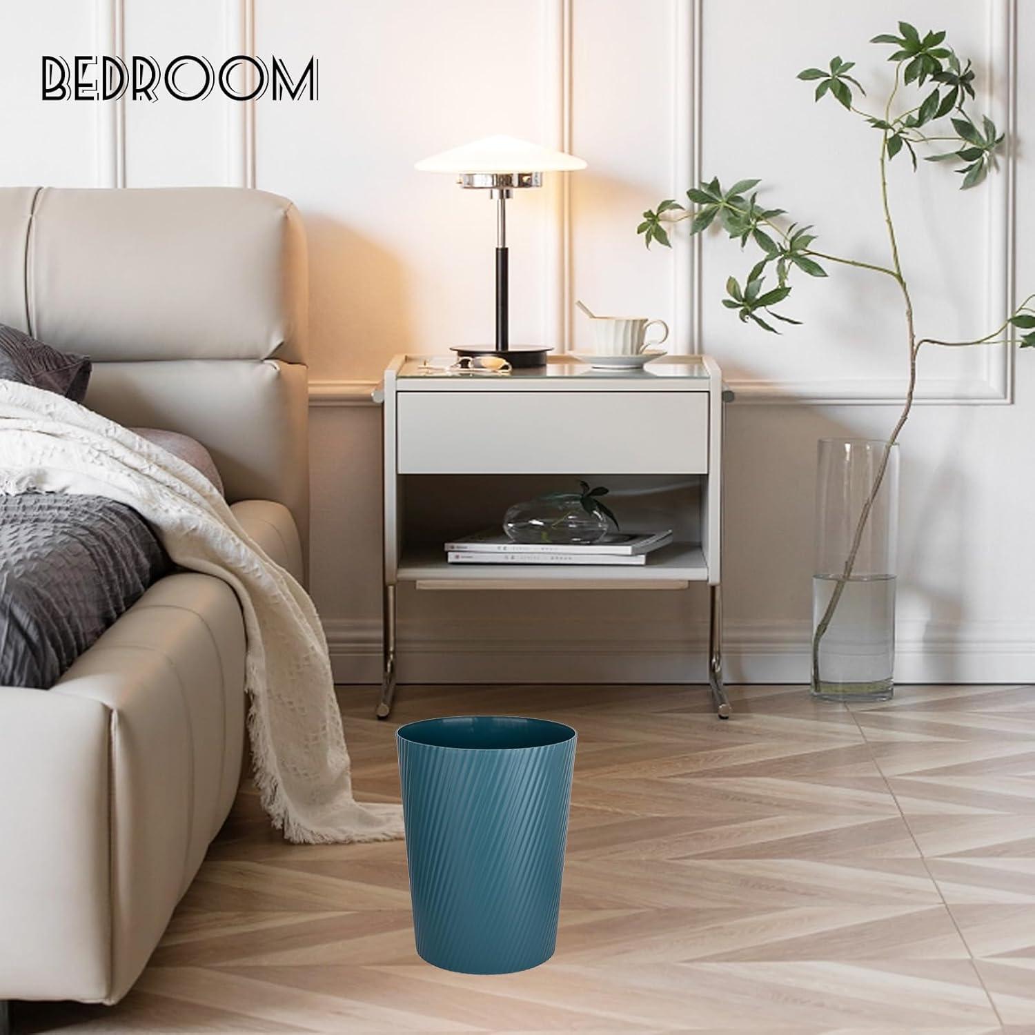 imageUUJOLY Small Trash Can Wastebasket Garbage Can Container Bins for Bathrooms Laundry Room Kitchens Offices Kids Rooms Dorms WhiteBluish Green
