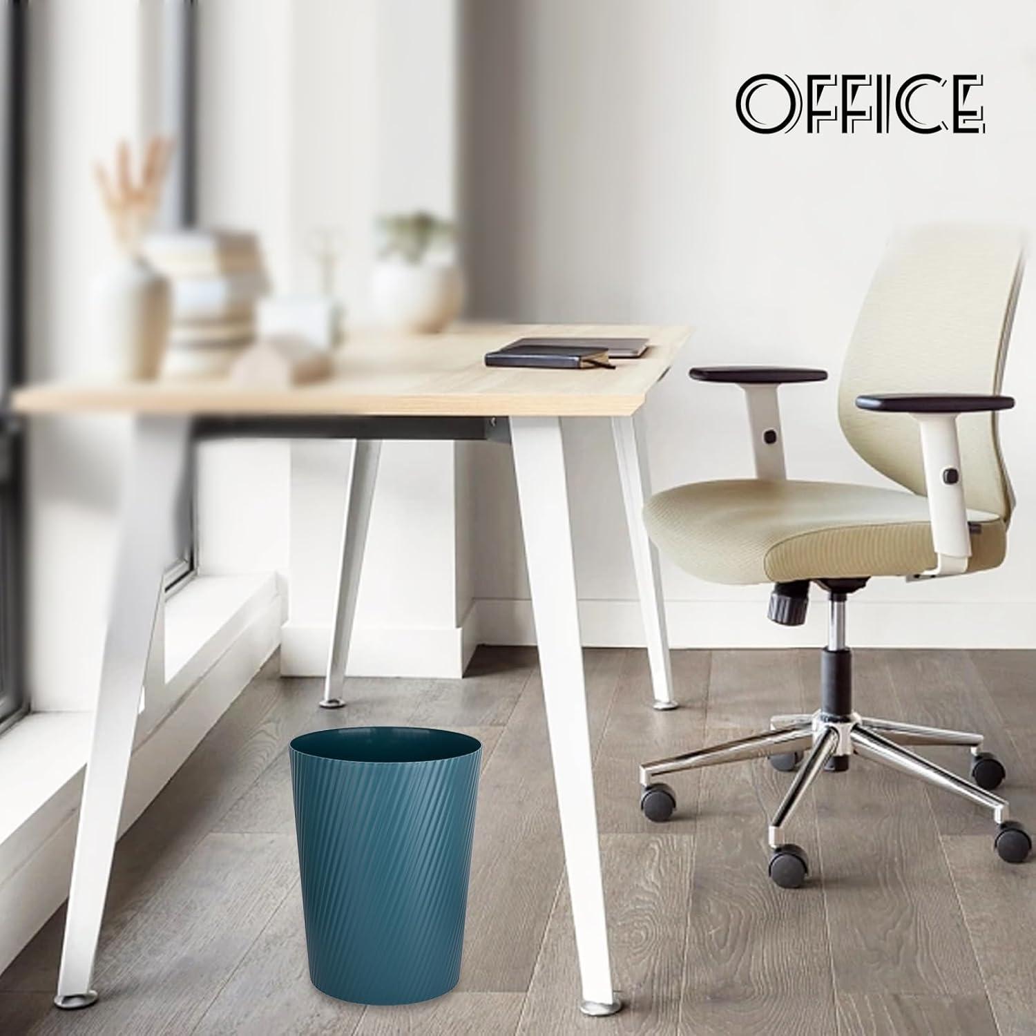 imageUUJOLY Small Trash Can Wastebasket Garbage Can Container Bins for Bathrooms Laundry Room Kitchens Offices Kids Rooms Dorms WhiteBluish Green