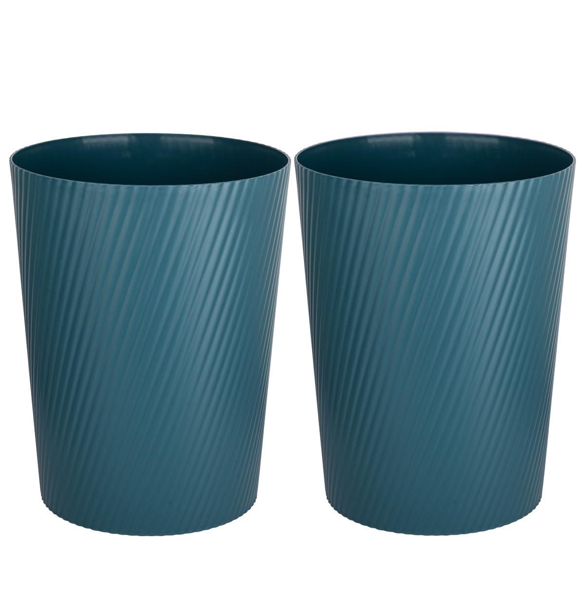 imageUUJOLY Small Trash Can Wastebasket Garbage Can Container Bins for Bathrooms Laundry Room Kitchens Offices Kids Rooms Dorms WhiteBluish Green