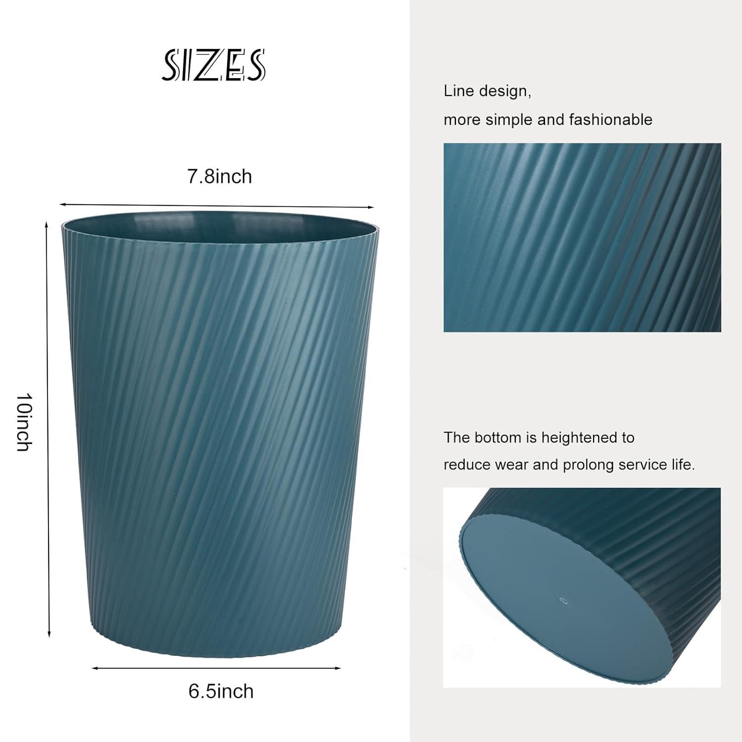 imageUUJOLY Small Trash Can Wastebasket Garbage Can Container Bins for Bathrooms Laundry Room Kitchens Offices Kids Rooms Dorms WhiteBluish Green
