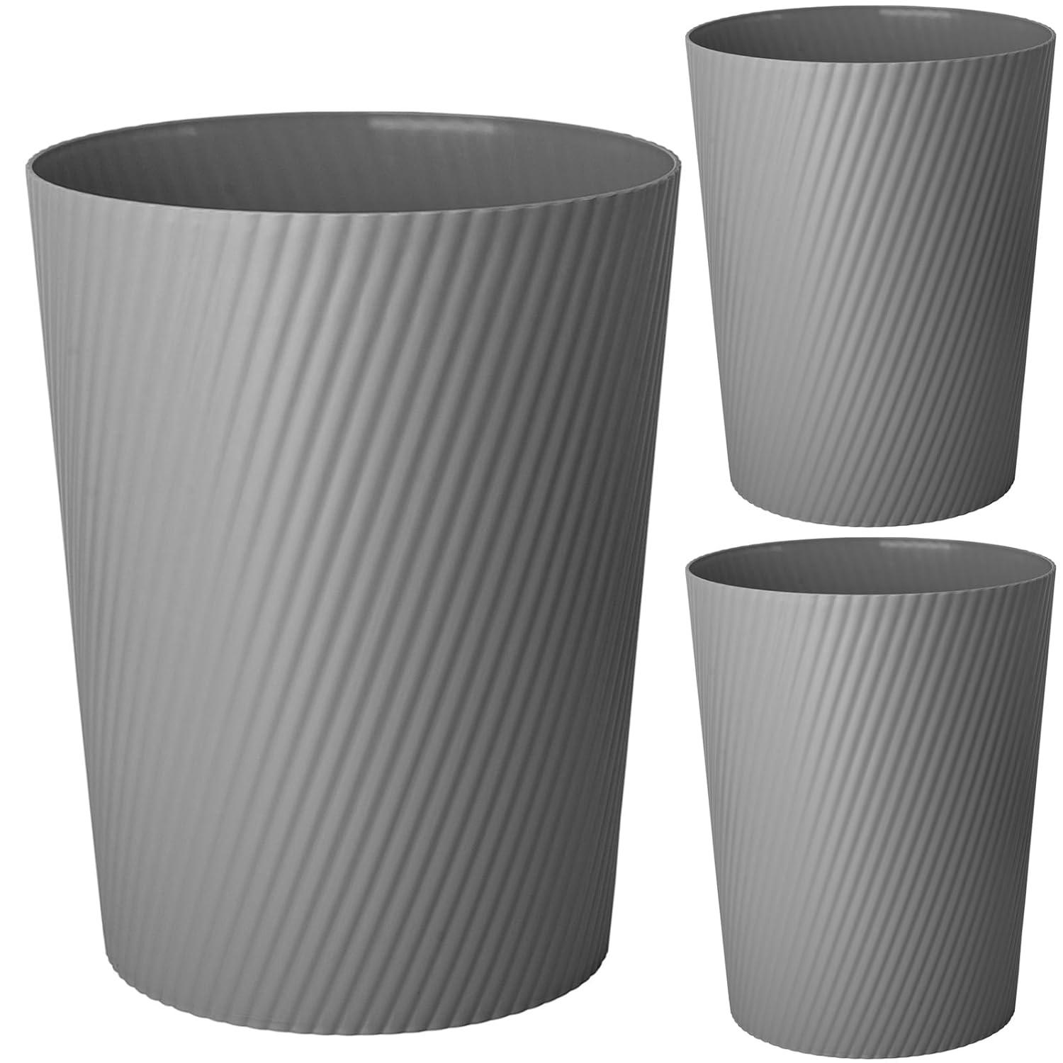 imageUUJOLY Small Trash Can Wastebasket Garbage Can Container Bins for Bathrooms Laundry Room Kitchens Offices Kids Rooms Dorms WhiteDark Grey