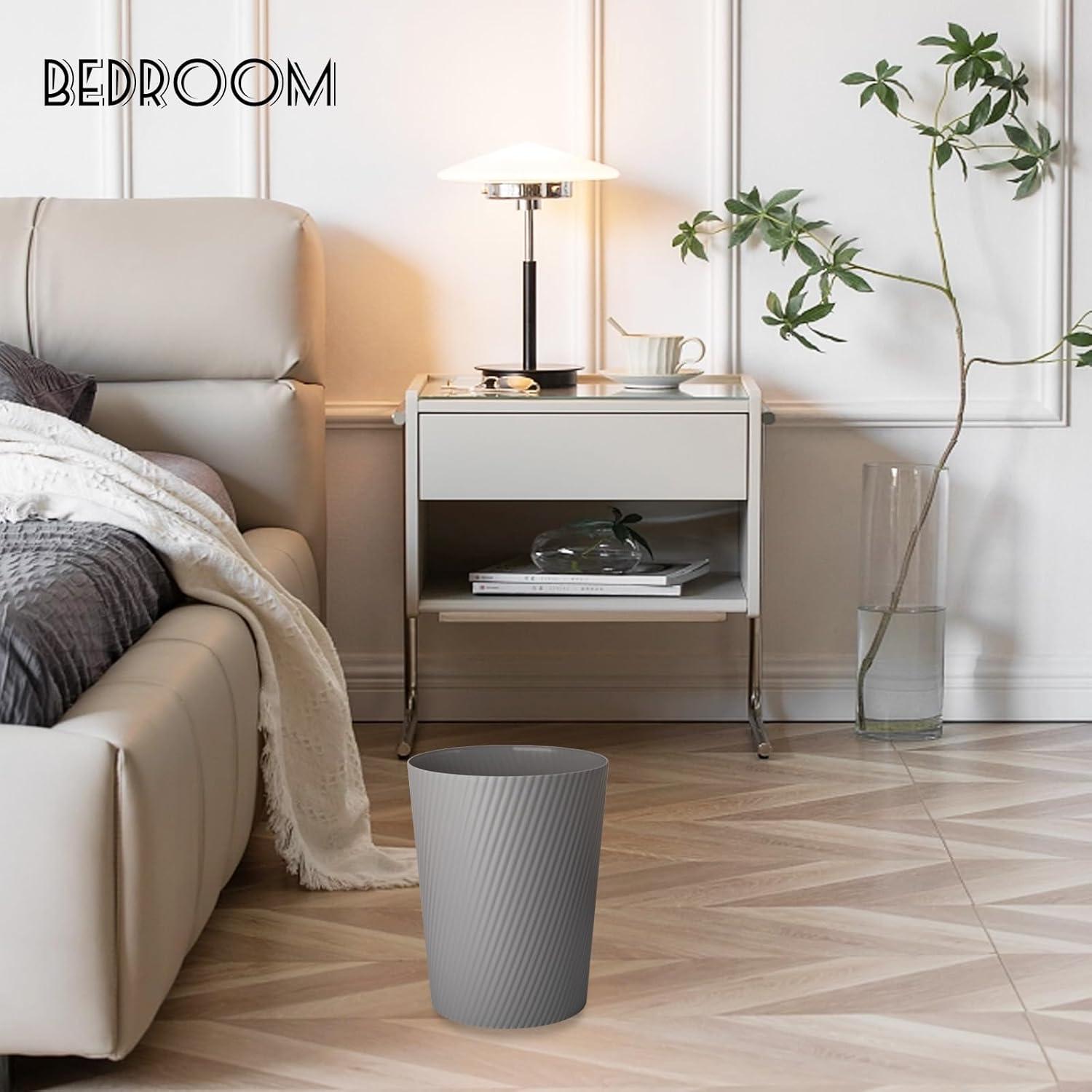 imageUUJOLY Small Trash Can Wastebasket Garbage Can Container Bins for Bathrooms Laundry Room Kitchens Offices Kids Rooms Dorms WhiteDark Grey