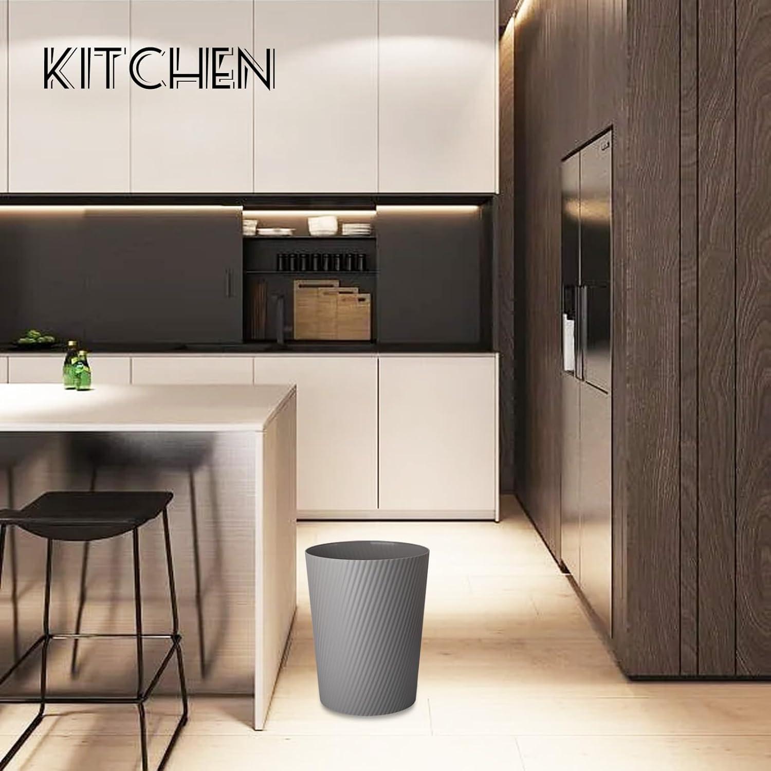 imageUUJOLY Small Trash Can Wastebasket Garbage Can Container Bins for Bathrooms Laundry Room Kitchens Offices Kids Rooms Dorms WhiteDark Grey