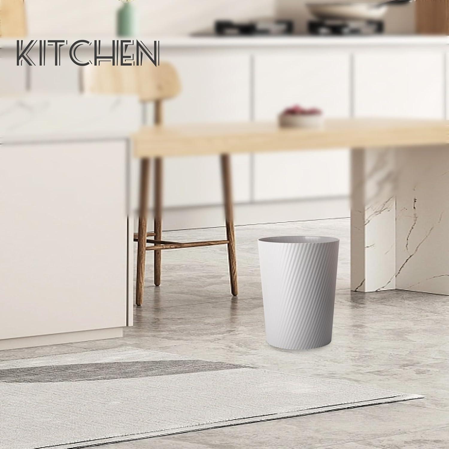 imageUUJOLY Small Trash Can Wastebasket Garbage Can Container Bins for Bathrooms Laundry Room Kitchens Offices Kids Rooms Dorms WhiteGrey