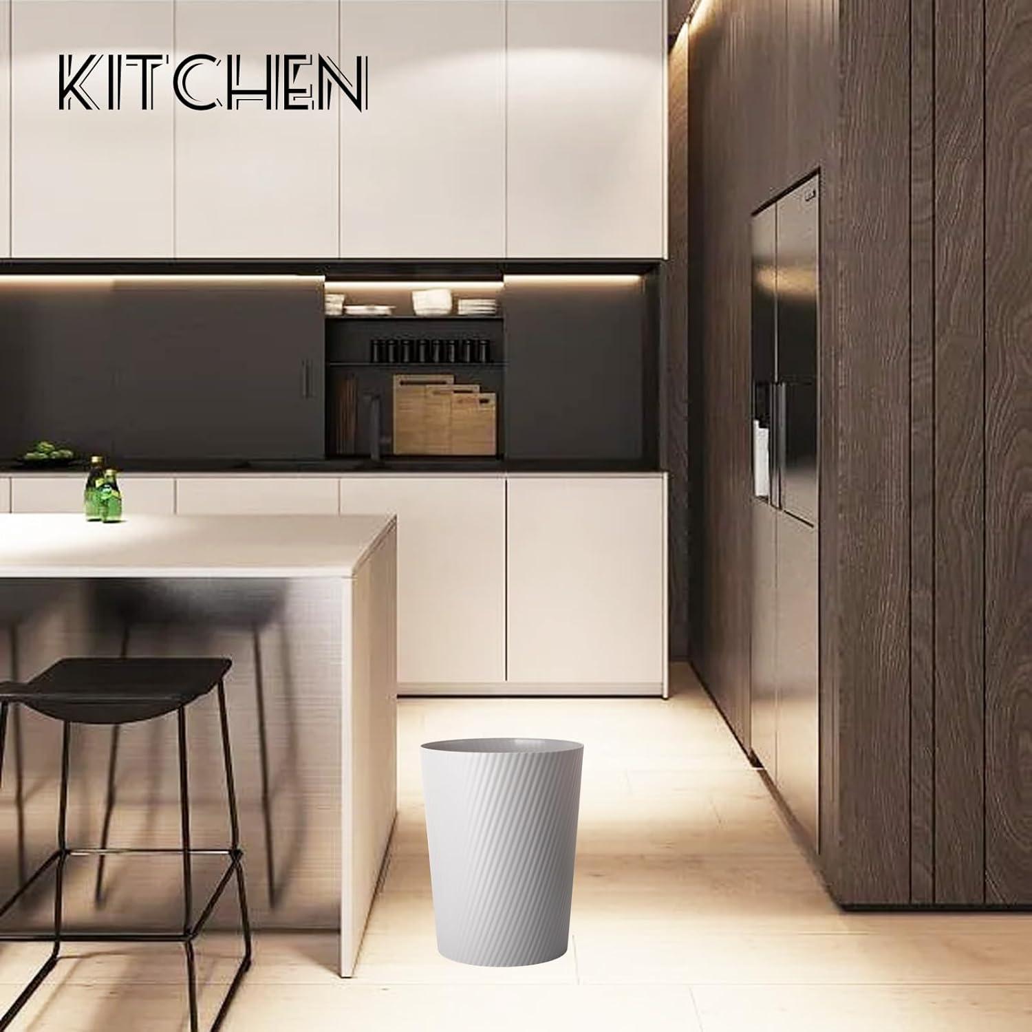 imageUUJOLY Small Trash Can Wastebasket Garbage Can Container Bins for Bathrooms Laundry Room Kitchens Offices Kids Rooms Dorms WhiteGrey