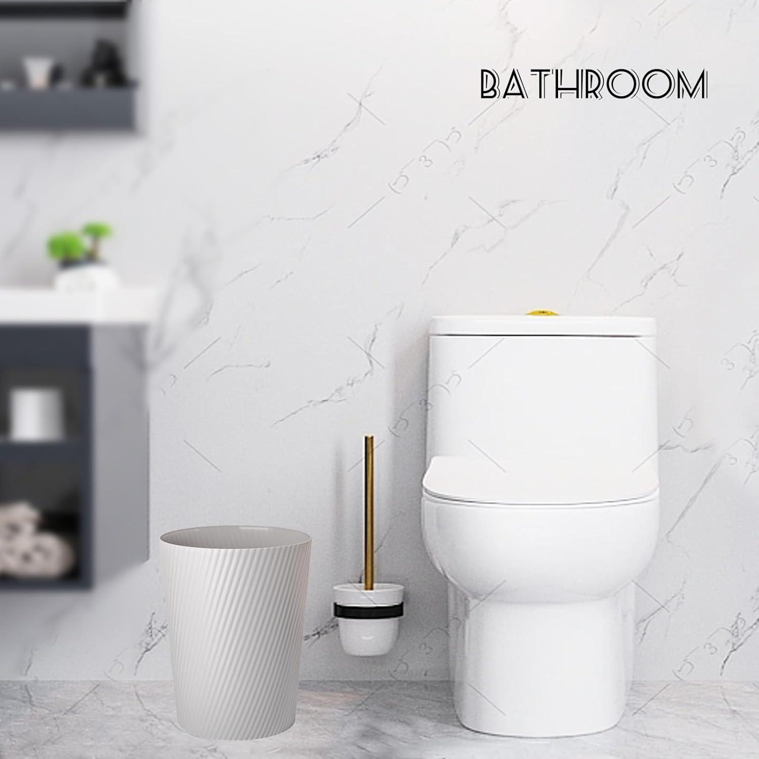 imageUUJOLY Small Trash Can Wastebasket Garbage Can Container Bins for Bathrooms Laundry Room Kitchens Offices Kids Rooms Dorms WhiteGrey