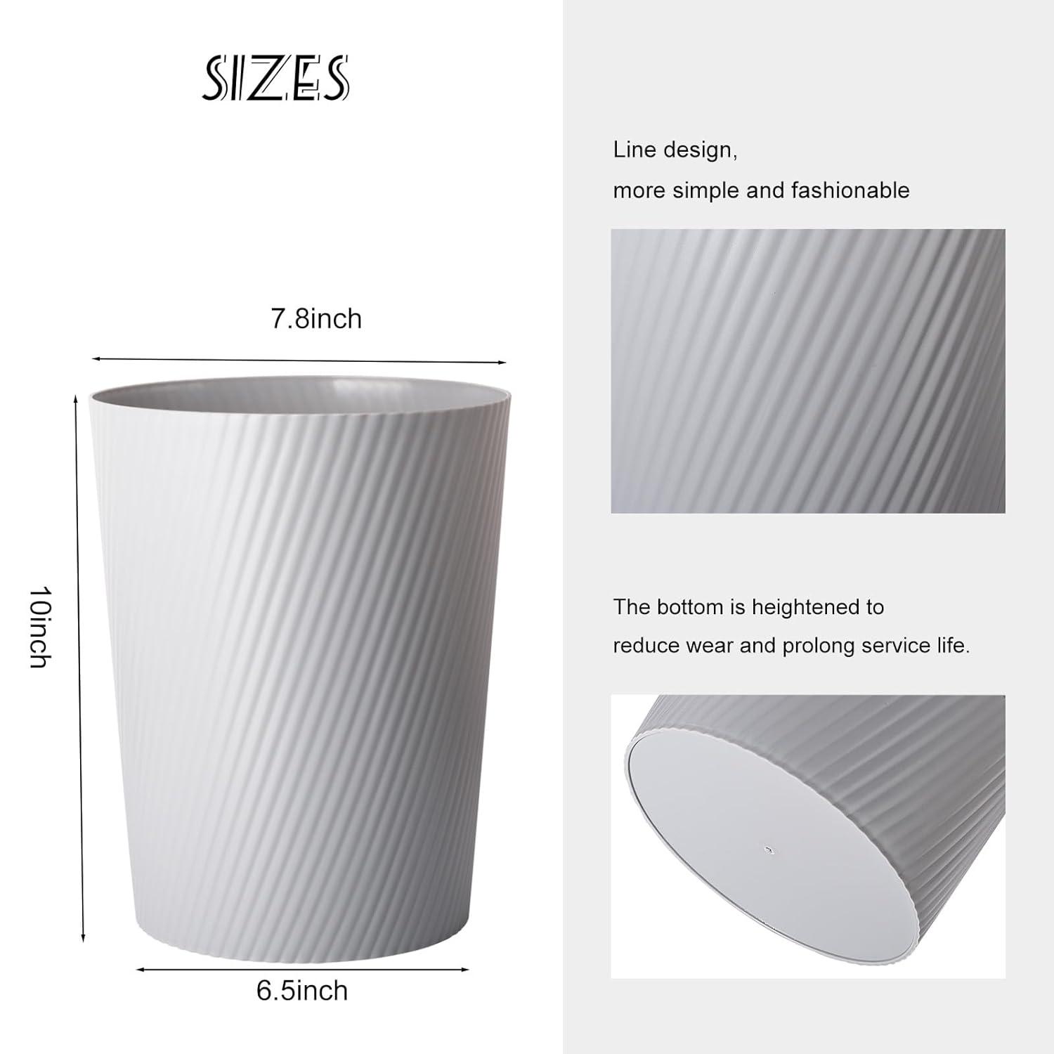 imageUUJOLY Small Trash Can Wastebasket Garbage Can Container Bins for Bathrooms Laundry Room Kitchens Offices Kids Rooms Dorms WhiteGrey