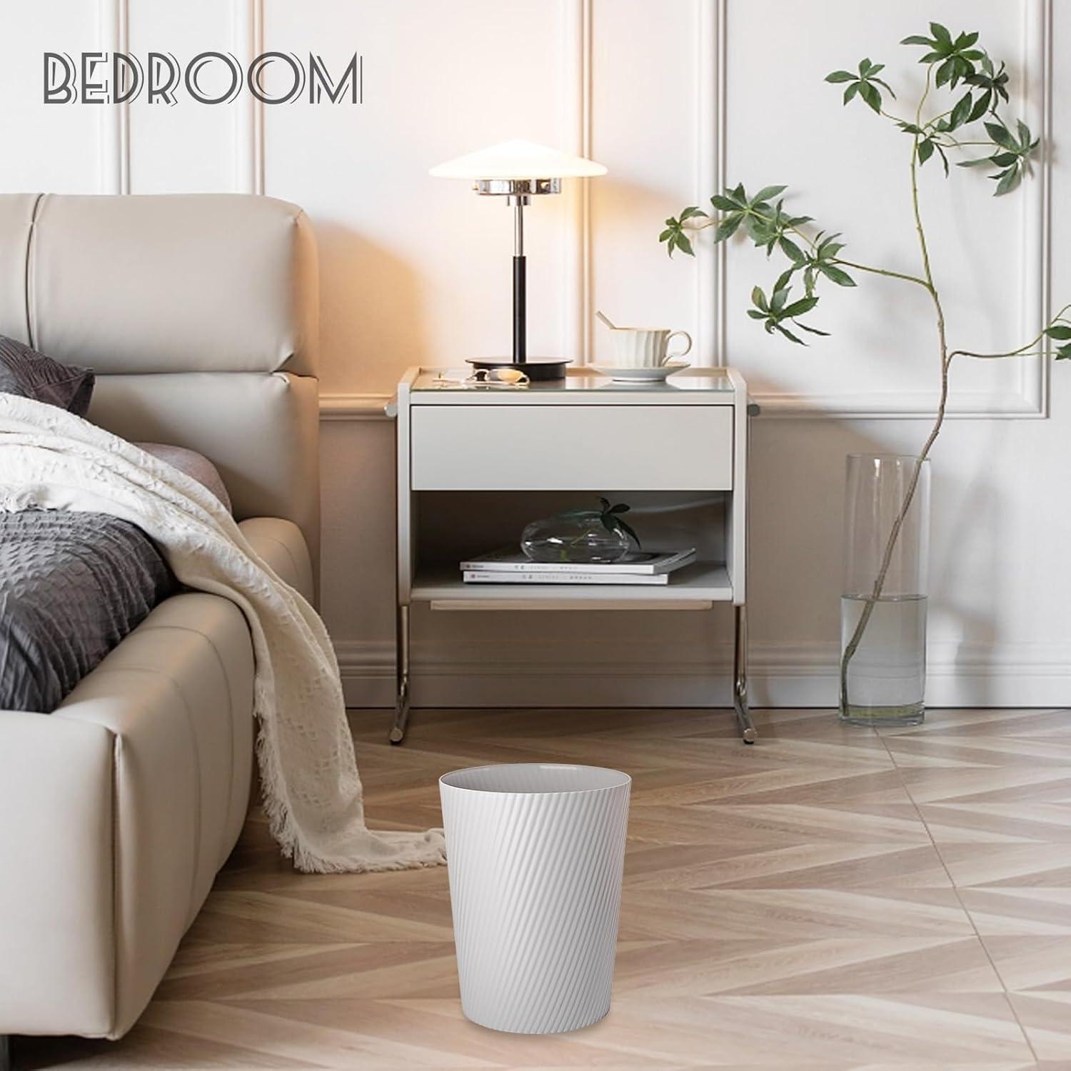 imageUUJOLY Small Trash Can Wastebasket Garbage Can Container Bins for Bathrooms Laundry Room Kitchens Offices Kids Rooms Dorms WhiteGrey